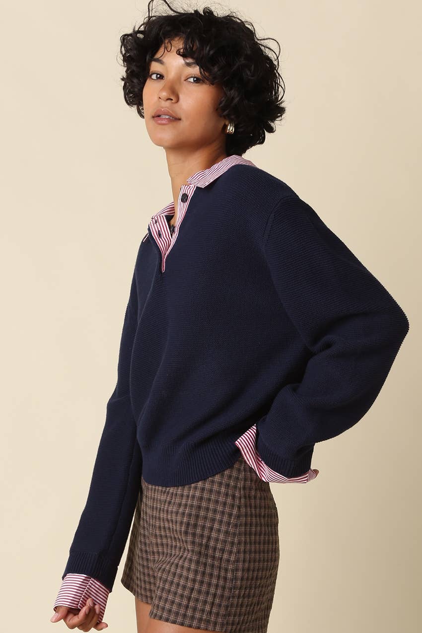 Jill Collar Knit Top