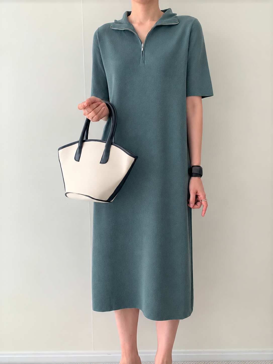 Paola Zip Dress - Eucalyptus
