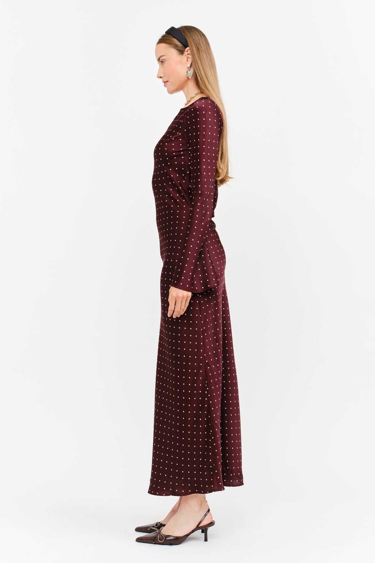 Georgie Burgundy Dot Dress