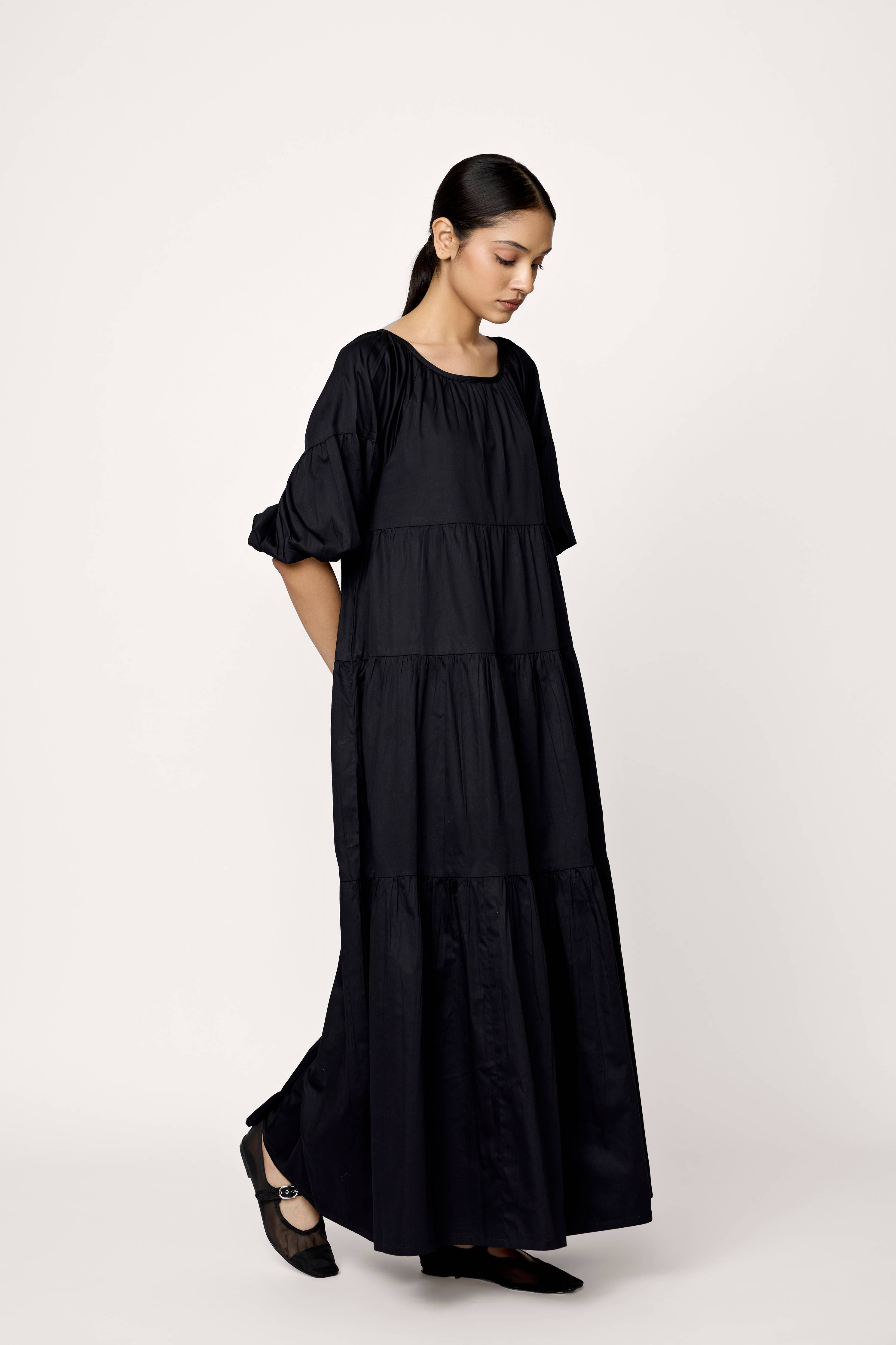 Voluminous Tiered Maxi Dress - Multi