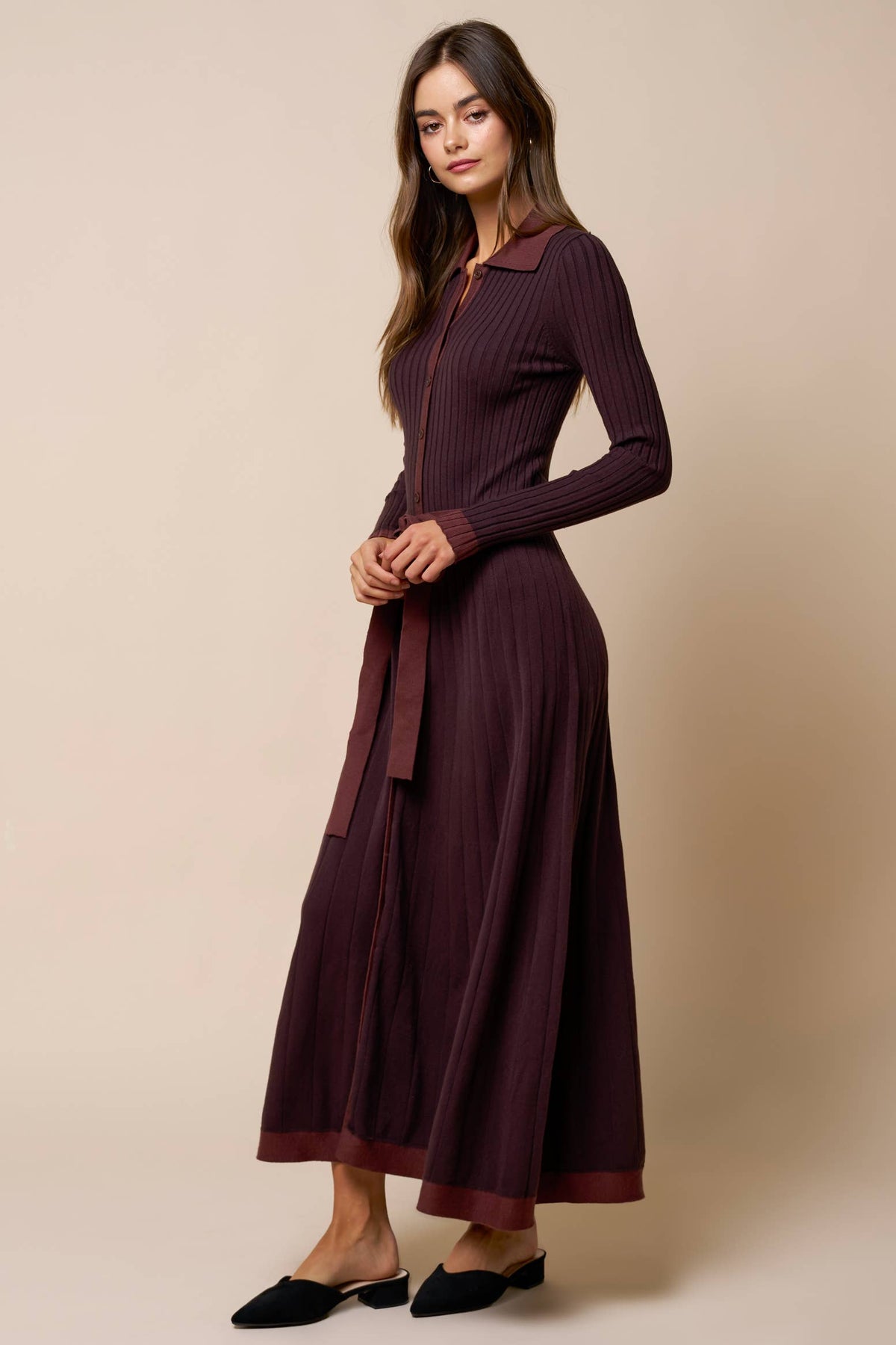 Collete Ribbed Knit Midi Dress
