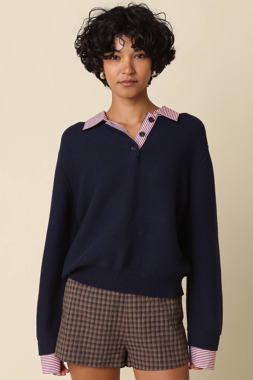Jill Collar Knit Top