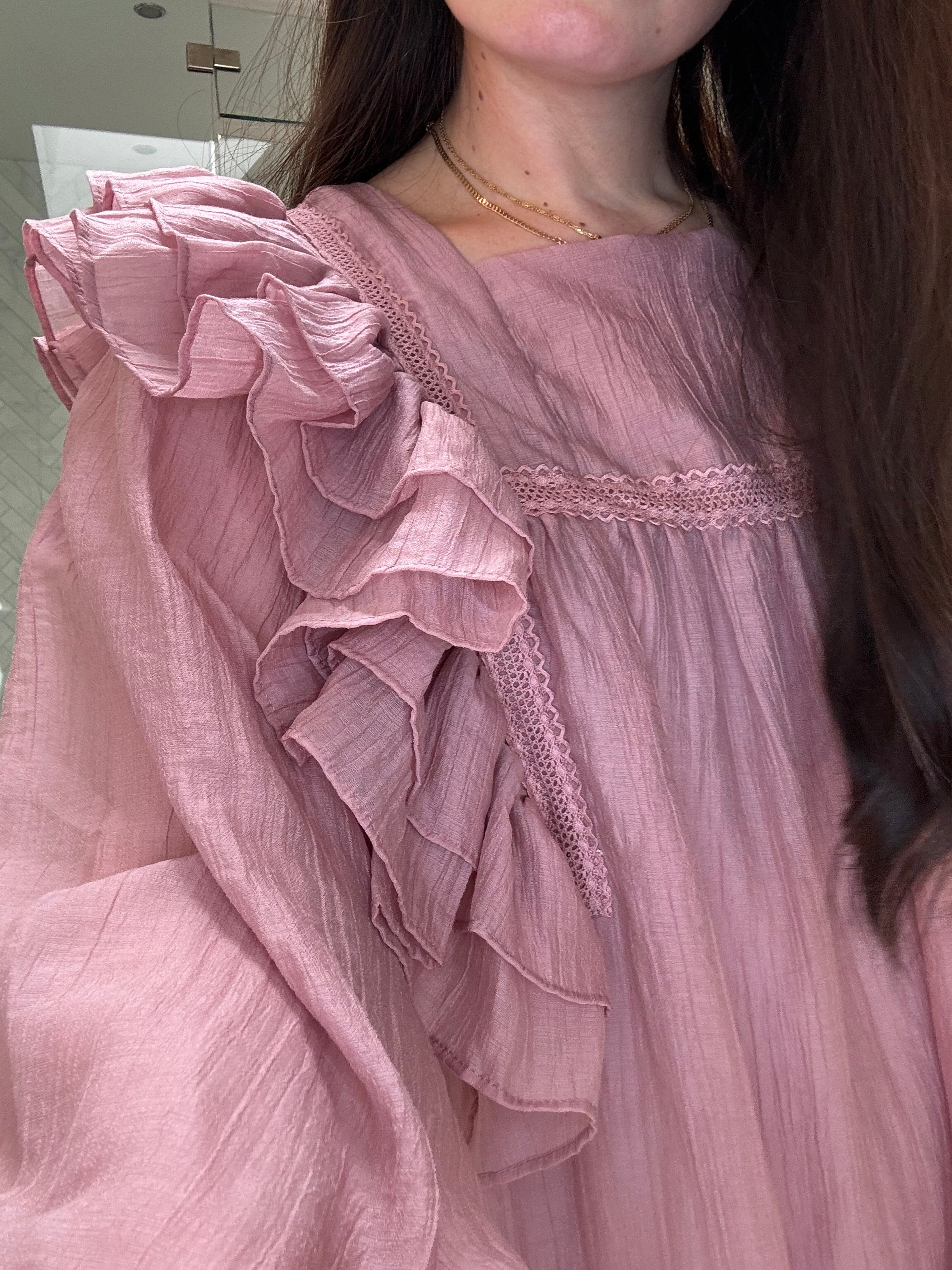 Lace Sleeper Dress Dusty Rose