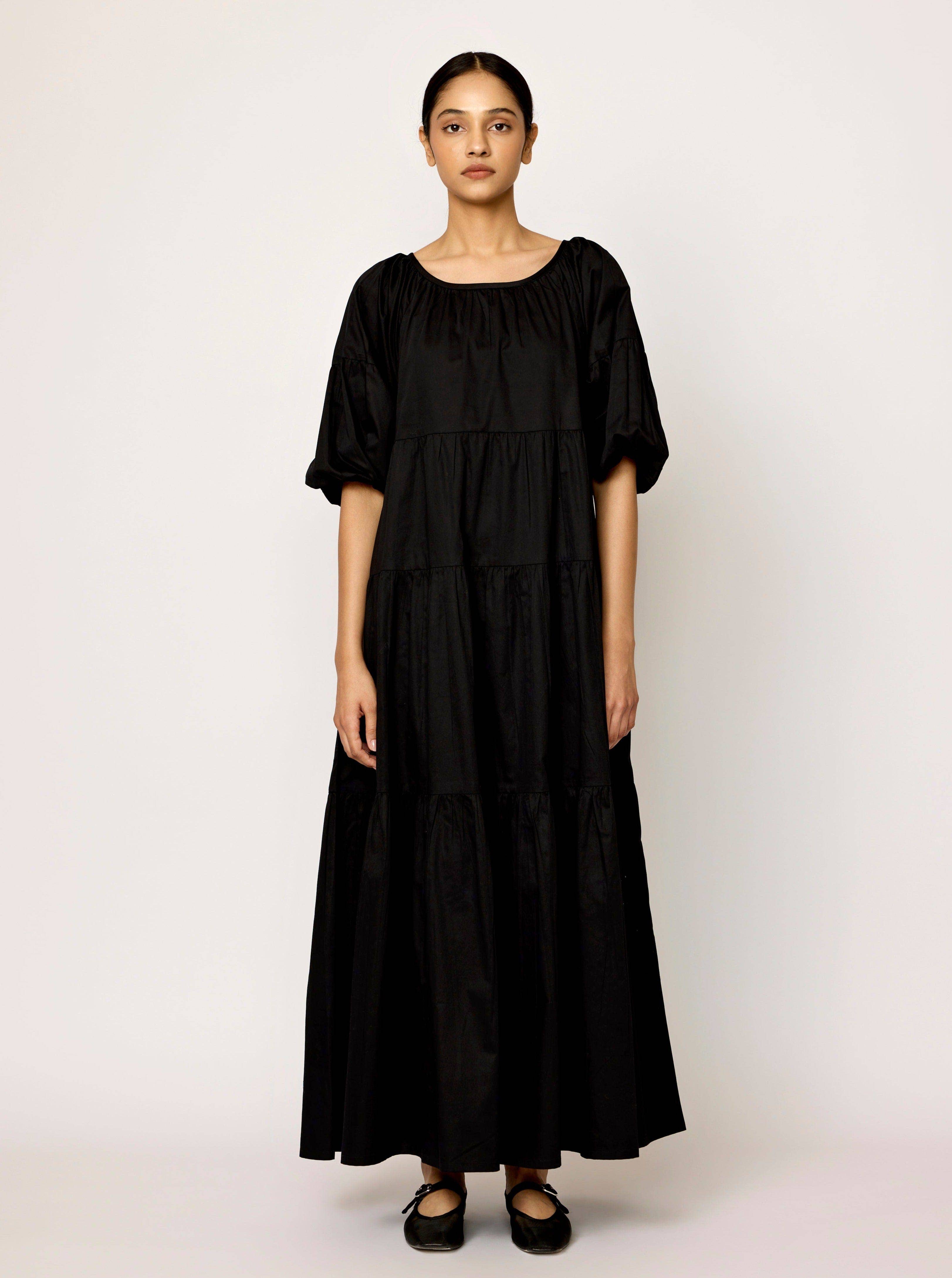 Voluminous Tiered Maxi Dress - Multi