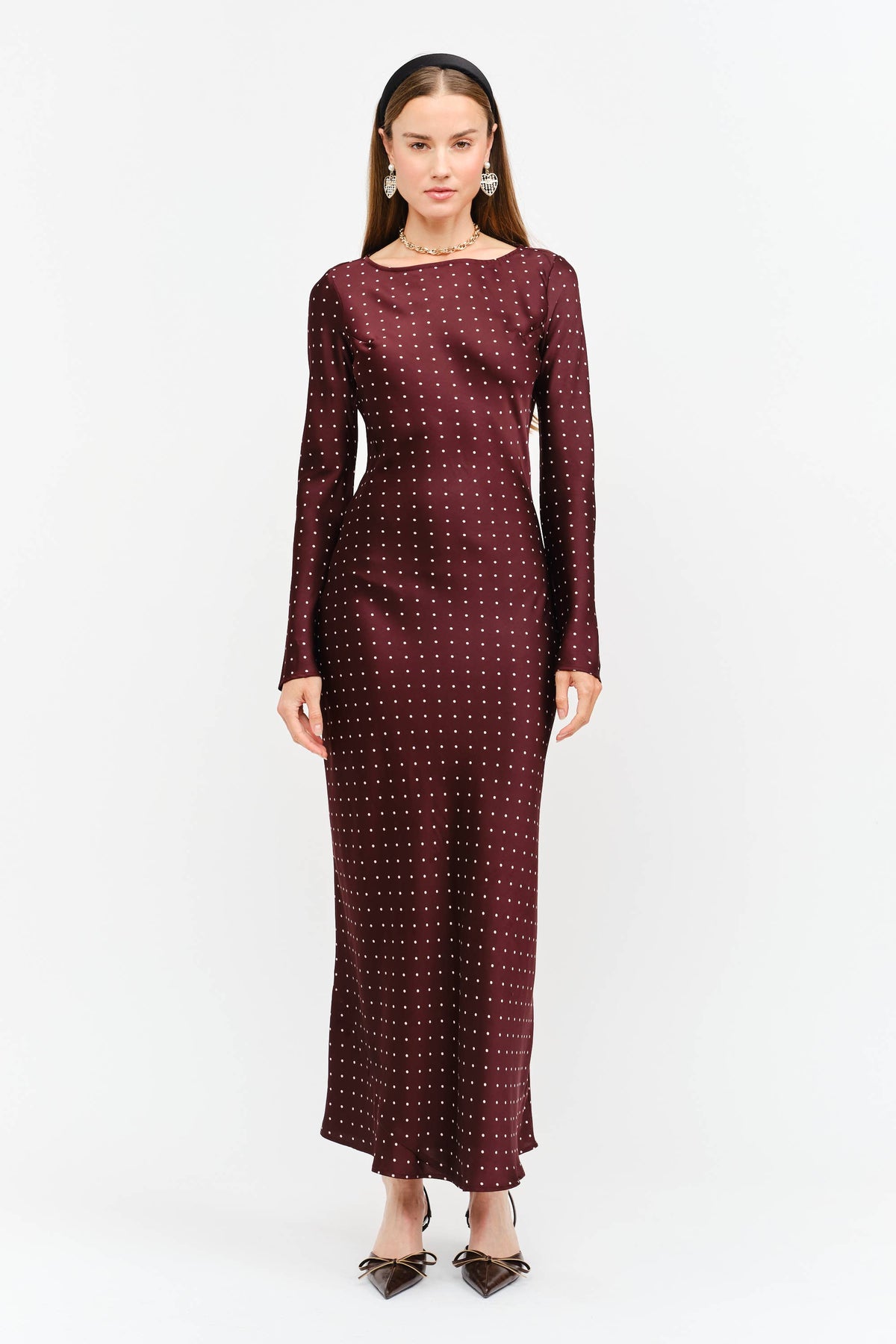 Georgie Burgundy Dot Dress