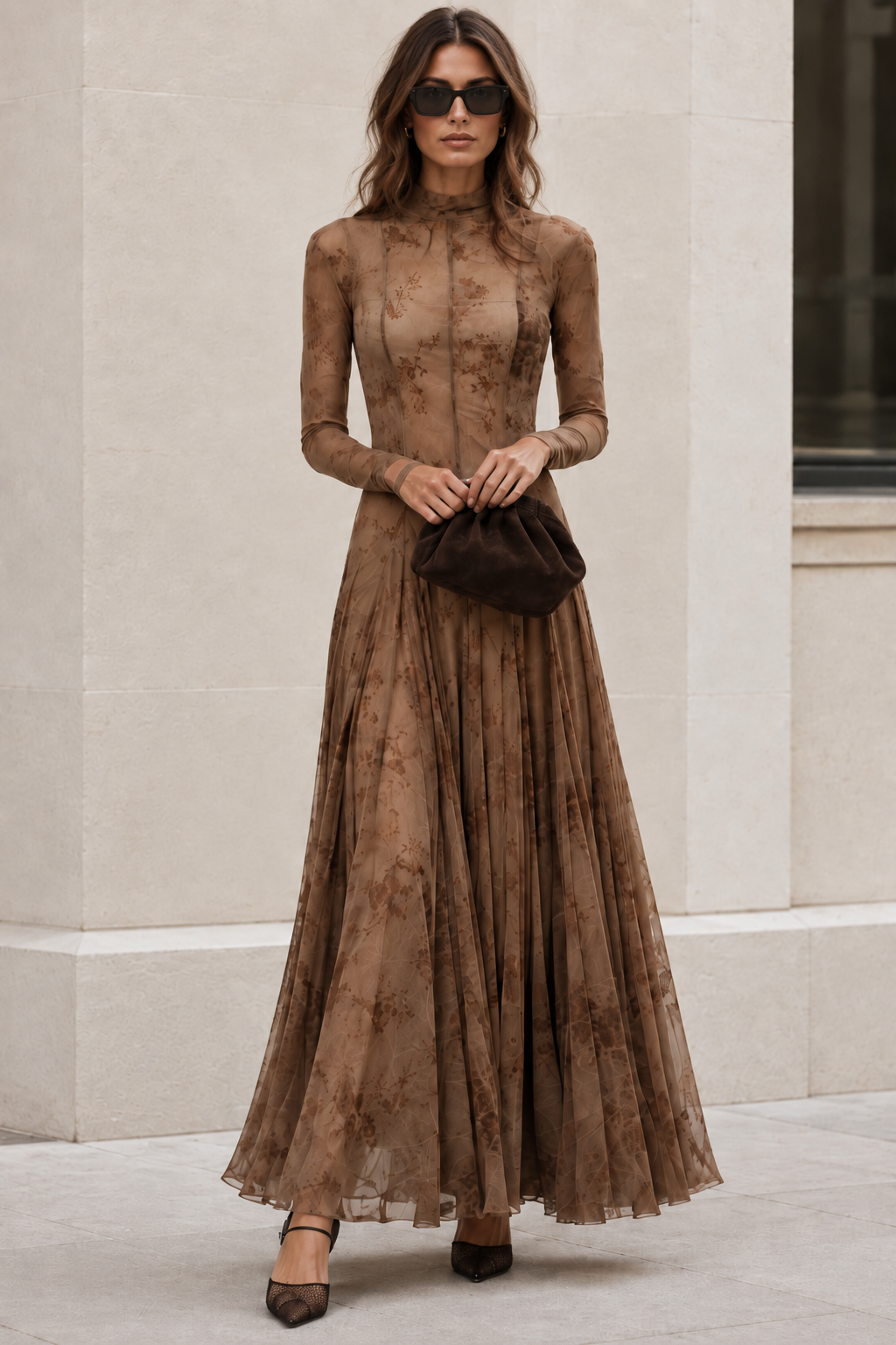 Adrianna brown tulle dress