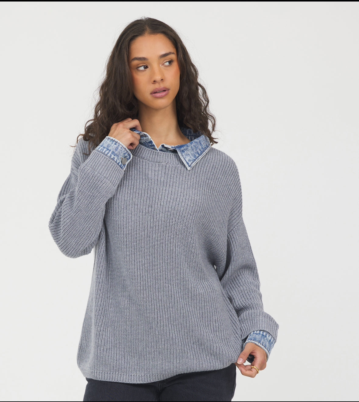 Helia Denim Knit Sweater
