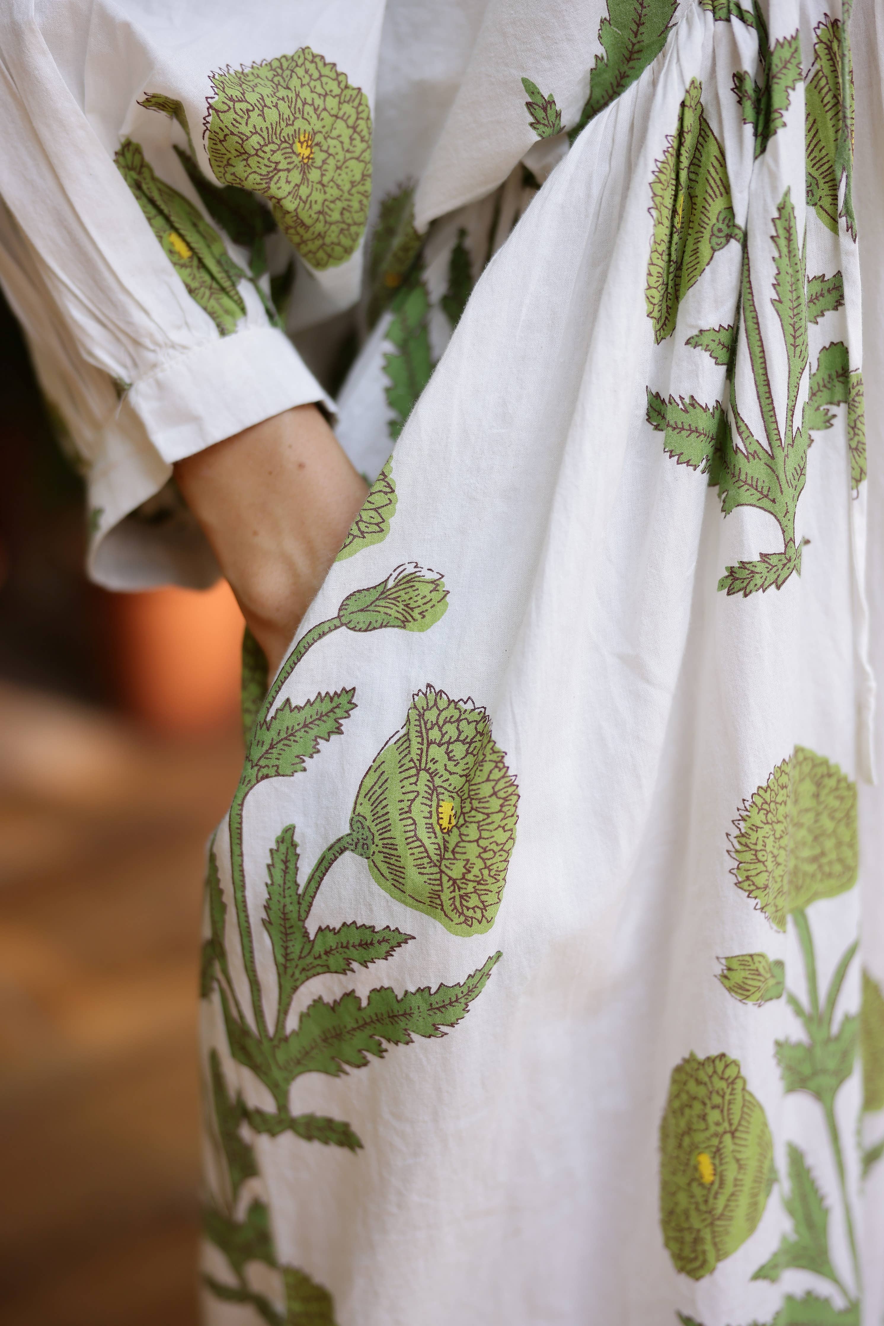 Taj Maxi Dress - Green Flower