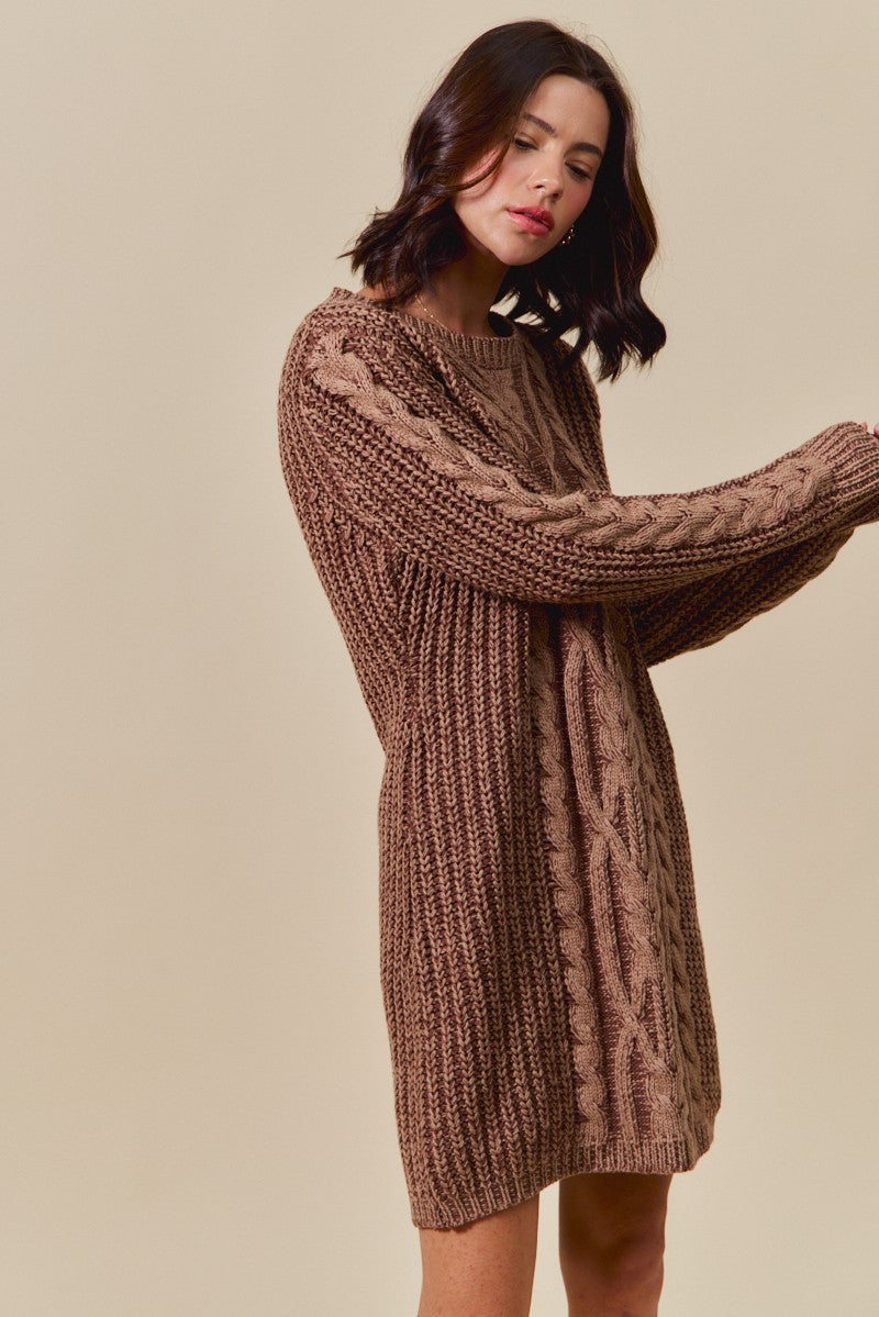 Twill Cableknit Dress