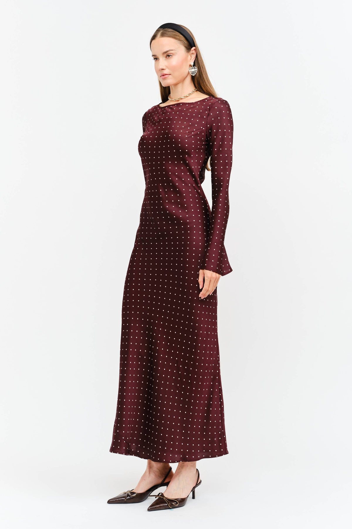 Georgie Burgundy Dot Dress