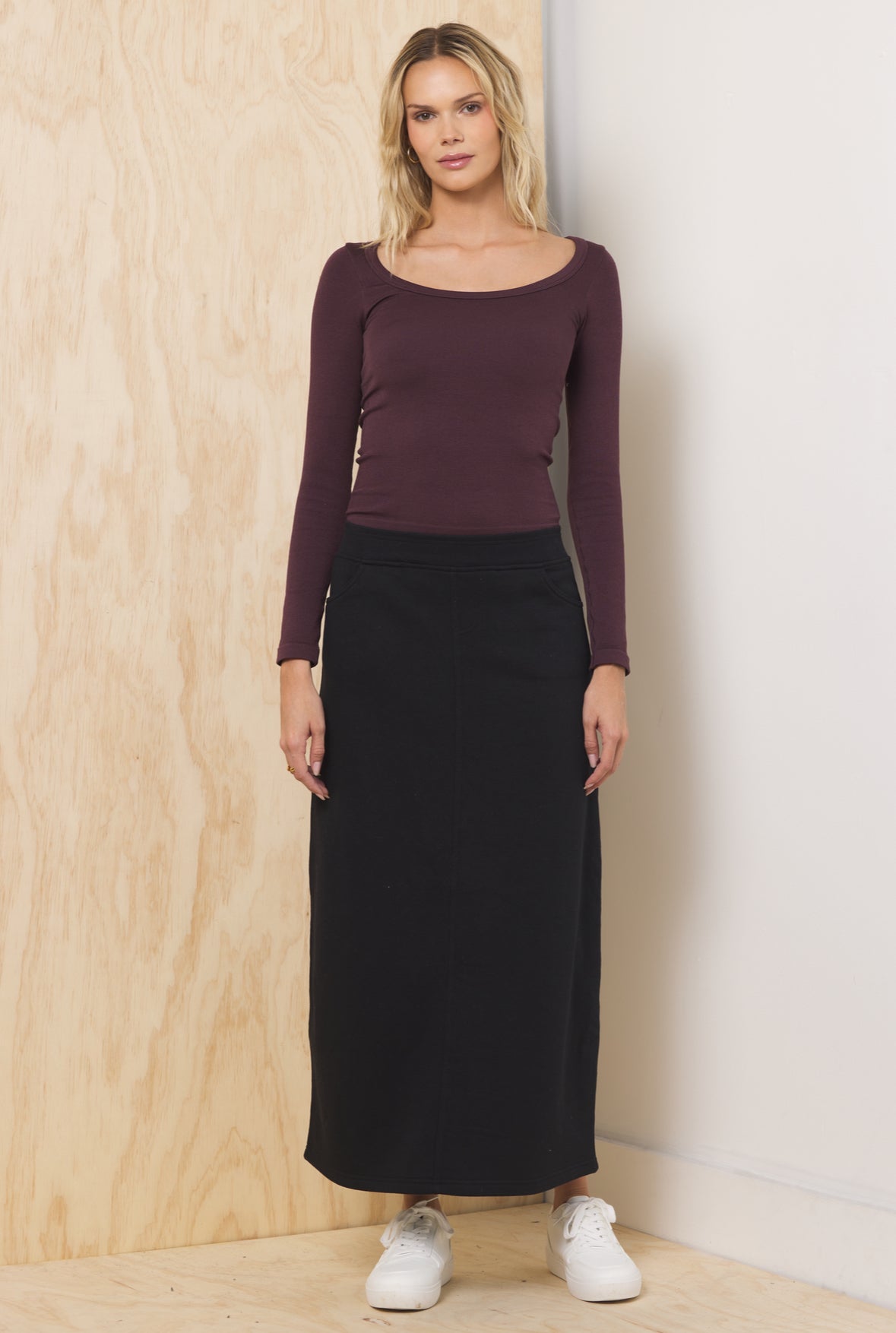 Cloud Sweat Maxi Skirt - Black