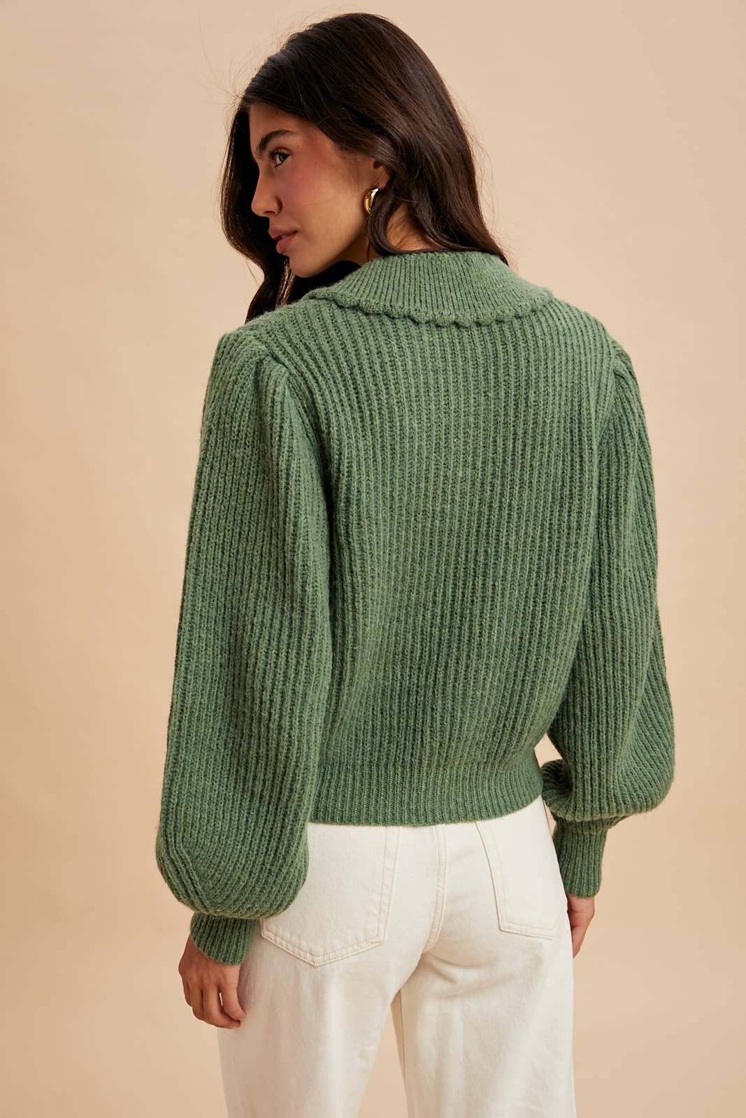 CHUNKY COLLAR KNITTED CARDIGAN: MOCHA MOUSSE / M