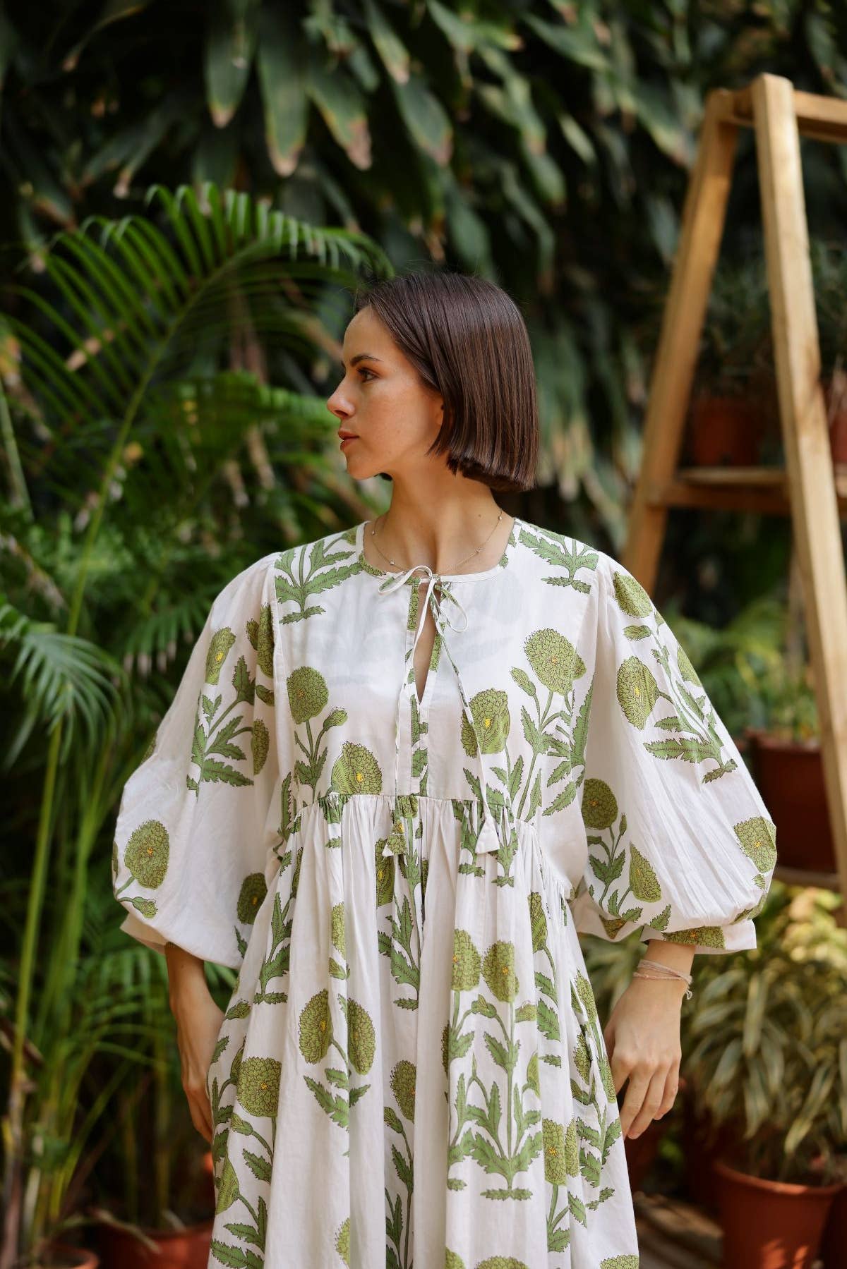Taj Maxi Dress - Green Flower
