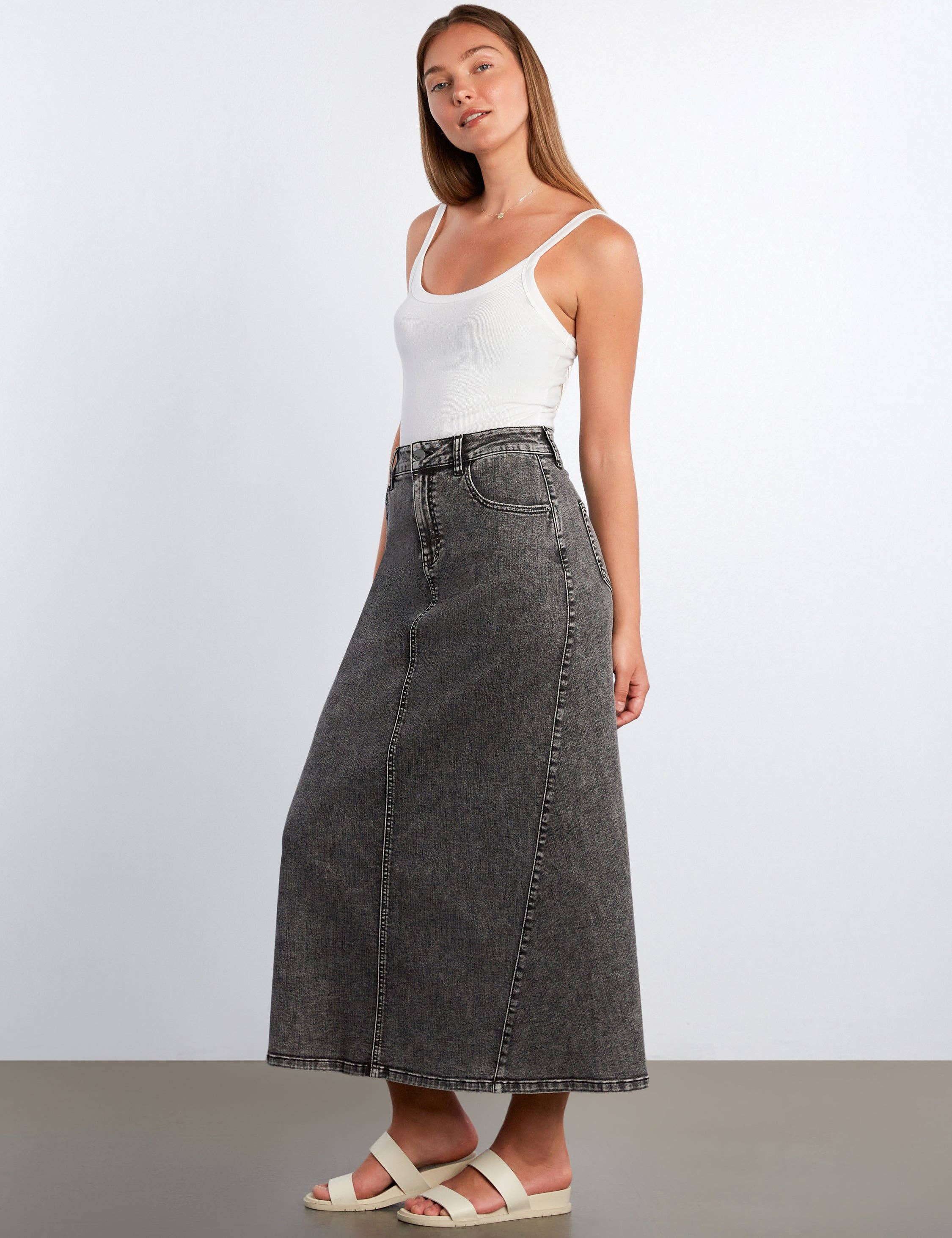 Relaxed Denim Maxi Skirt