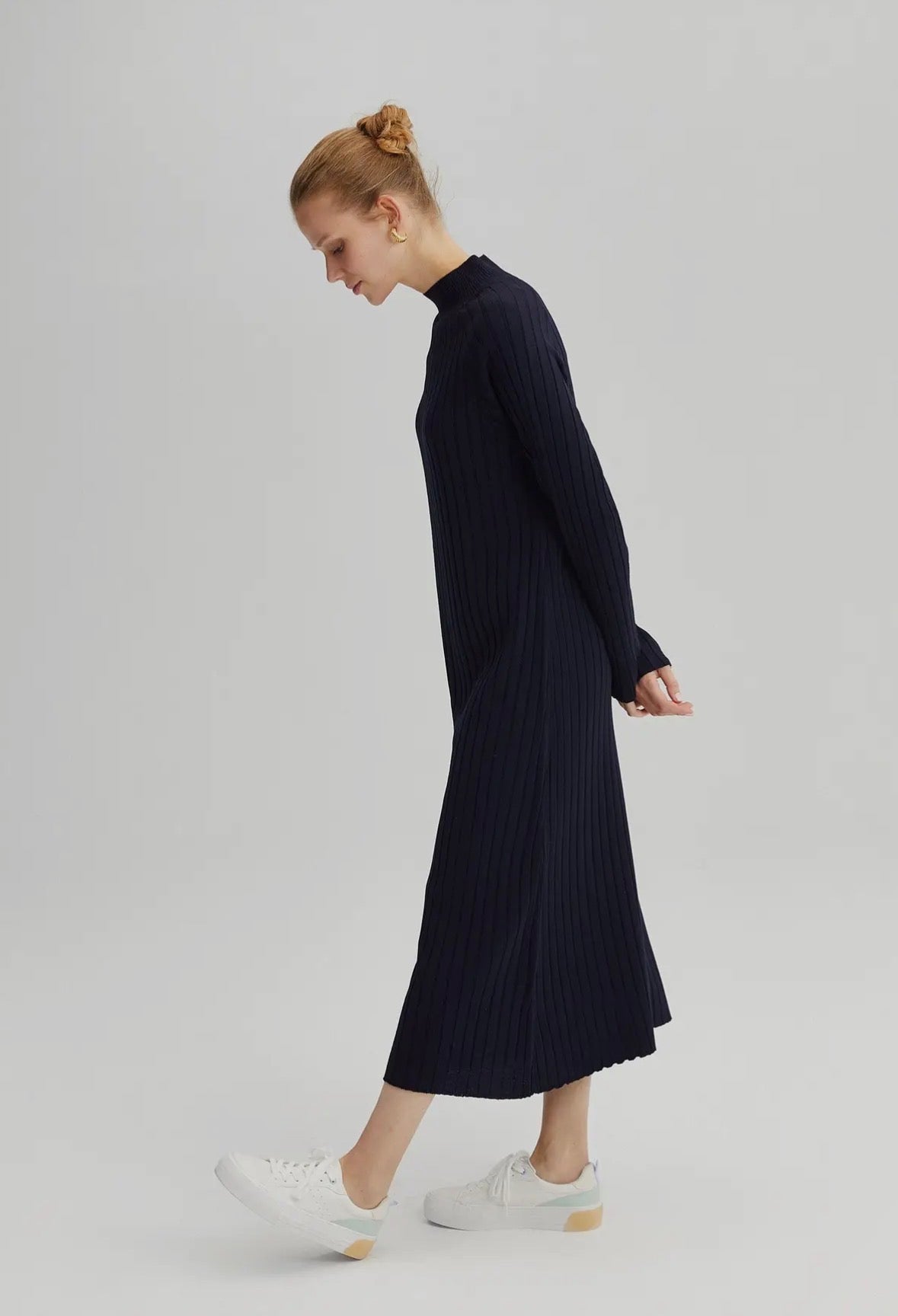 Harlow Ribbed Maxi Dress - Navy
