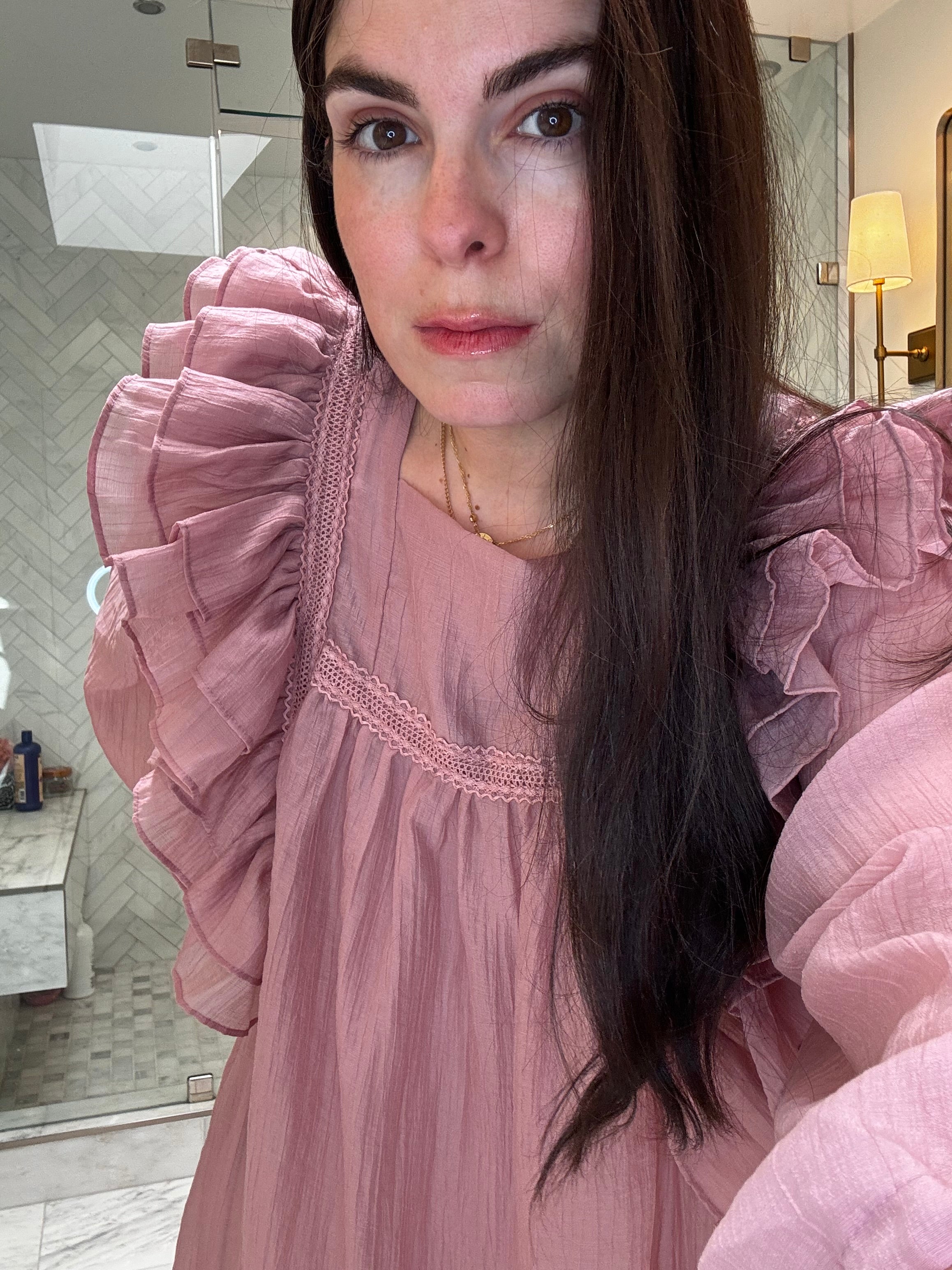 Lace Sleeper Dress Dusty Rose