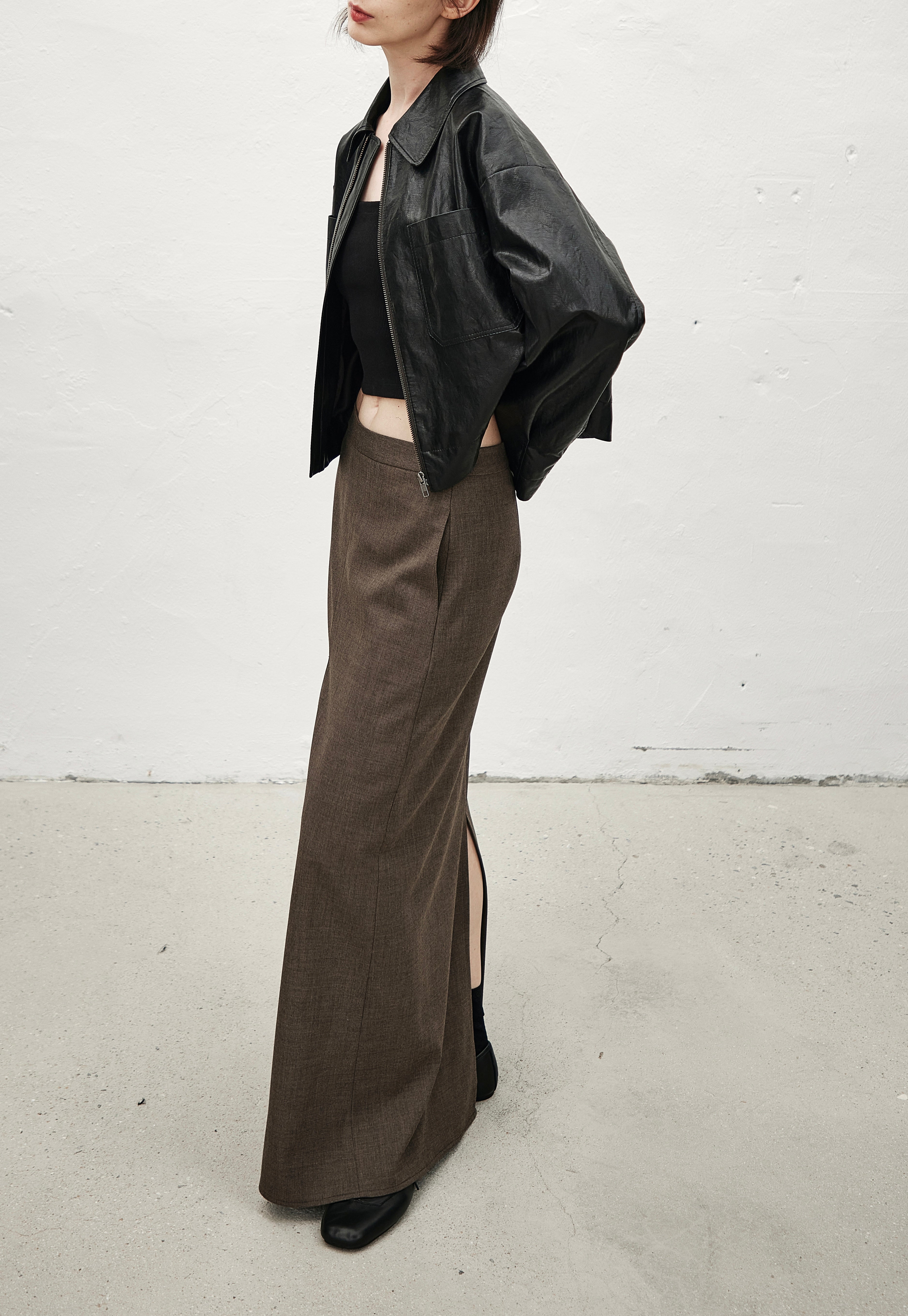 Divided Maxi Skirt Khaki