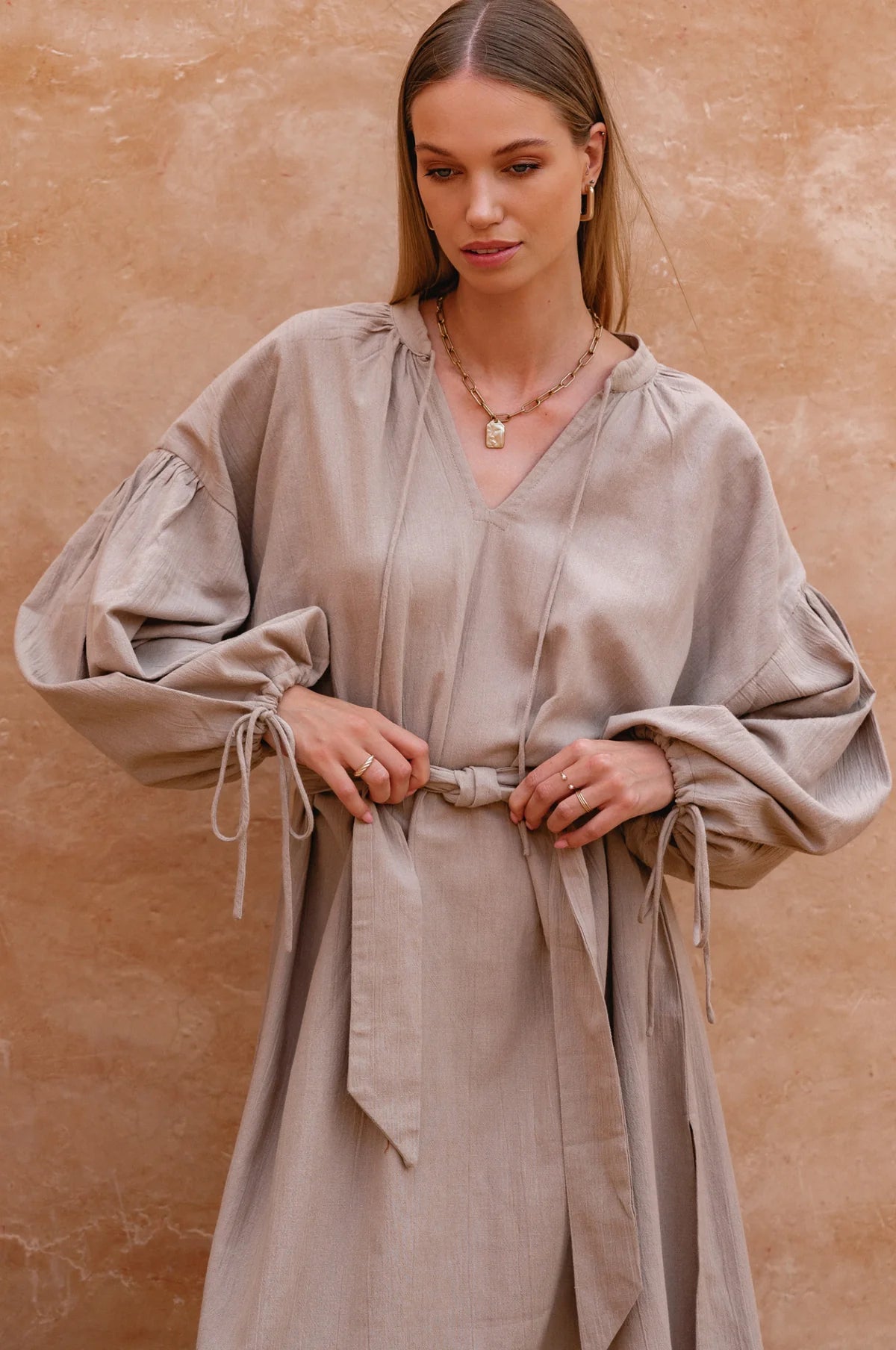 Denise Kimono Dress - Oatmeal
