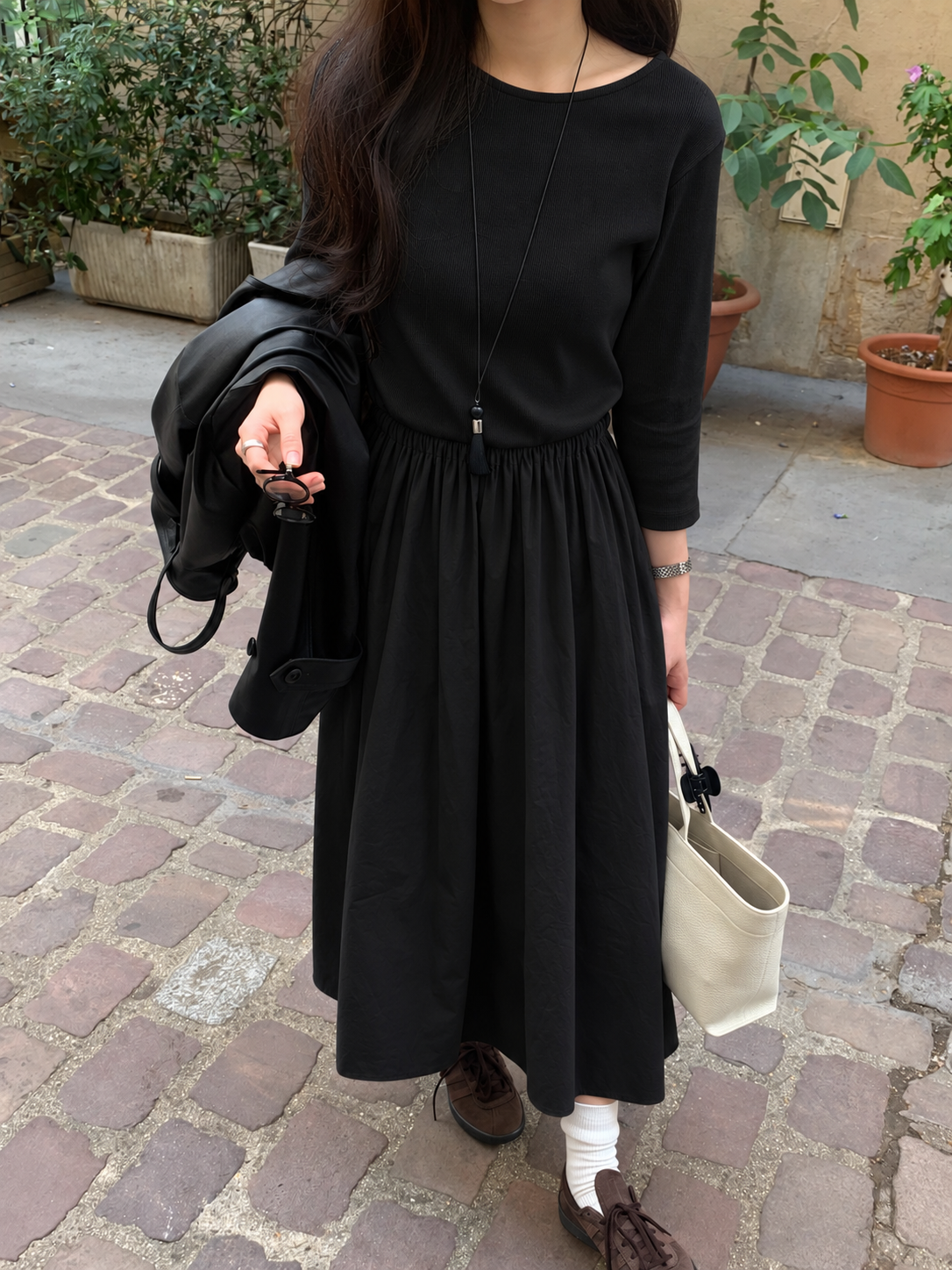 Remi rib Dress Black