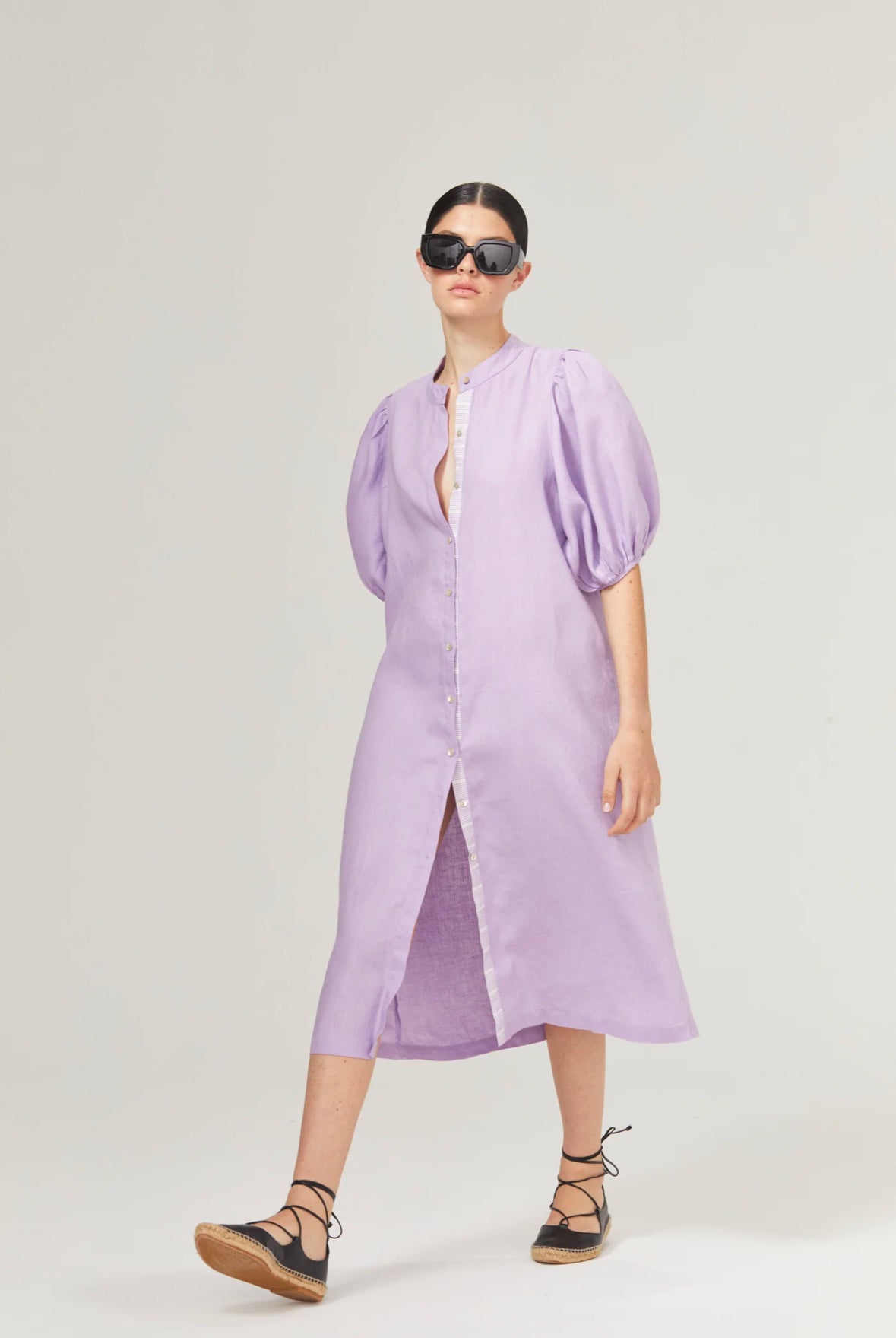 Bubble Linen Dress - Lilac