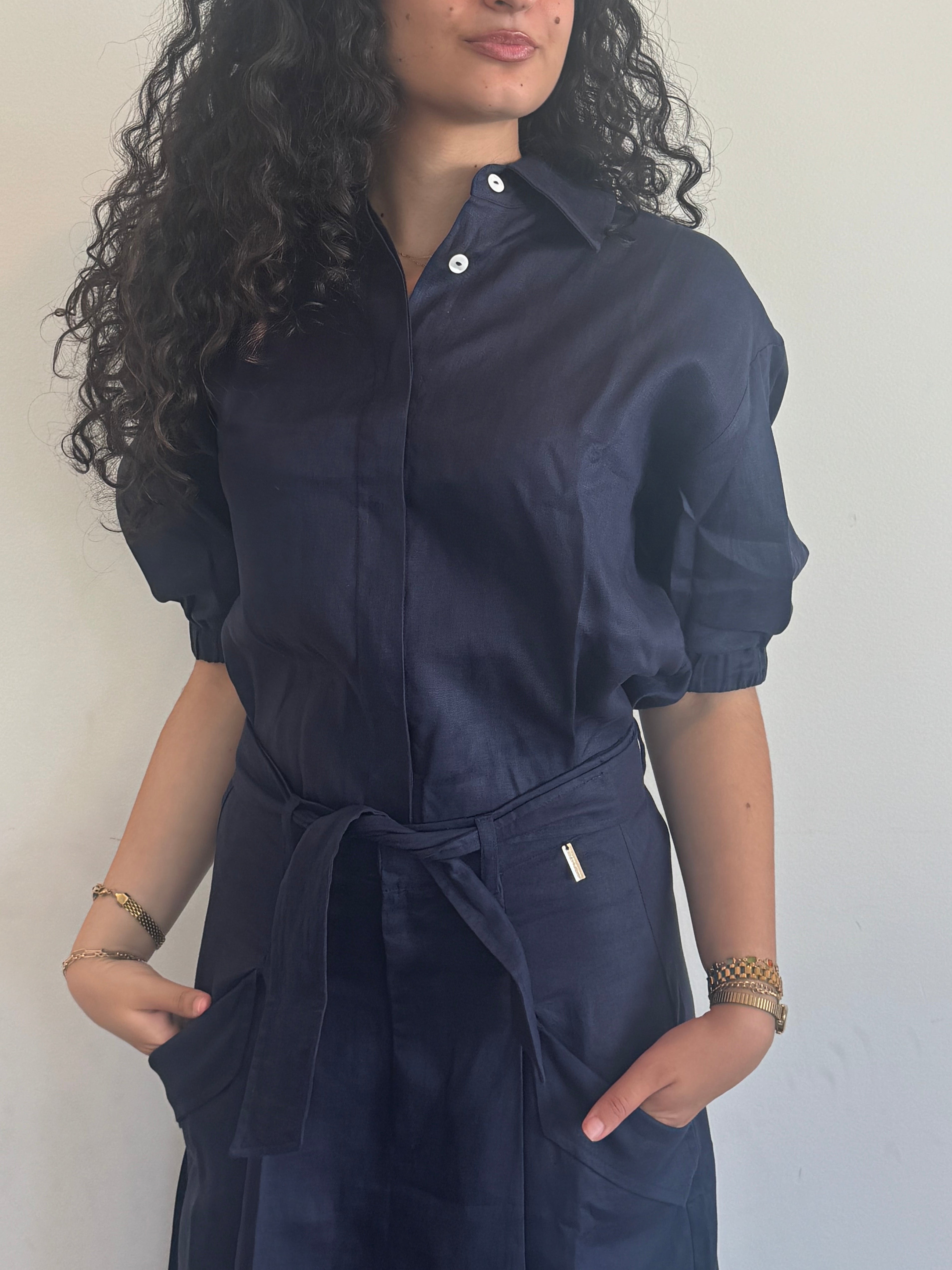 Paz Linen Set with Mar Shirt Navy