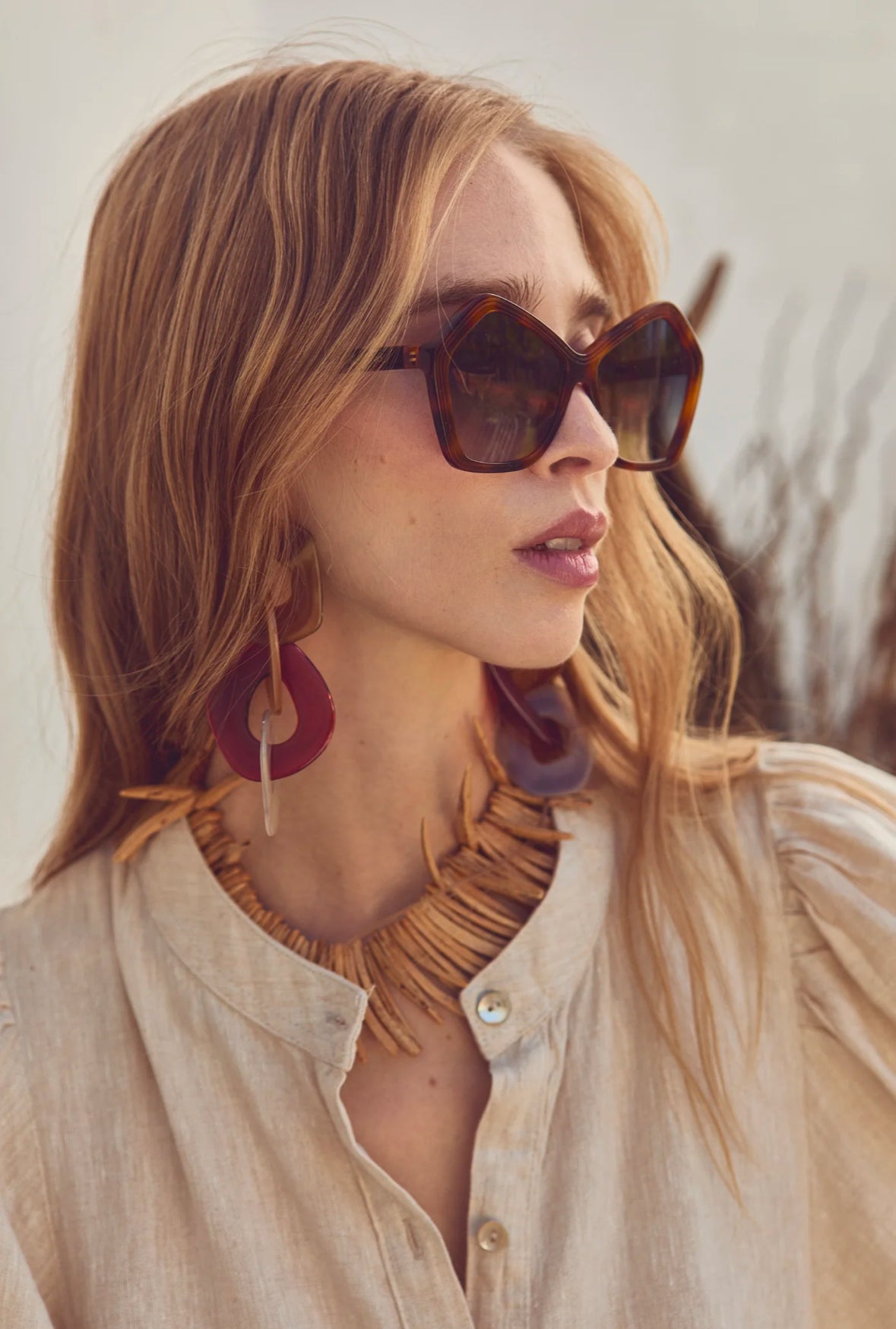 Bubble Linen Dress - natural