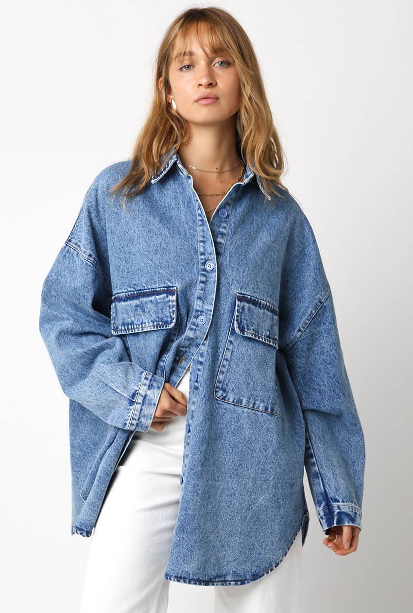 Finley Oversized Denim Shirt - Multi