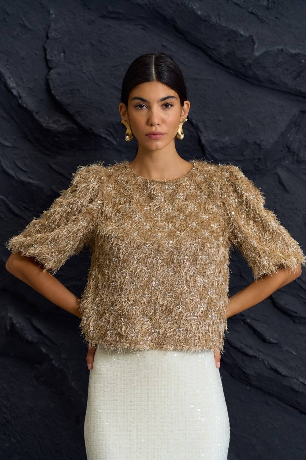 Fuzzy Puff Sleeve Sweater