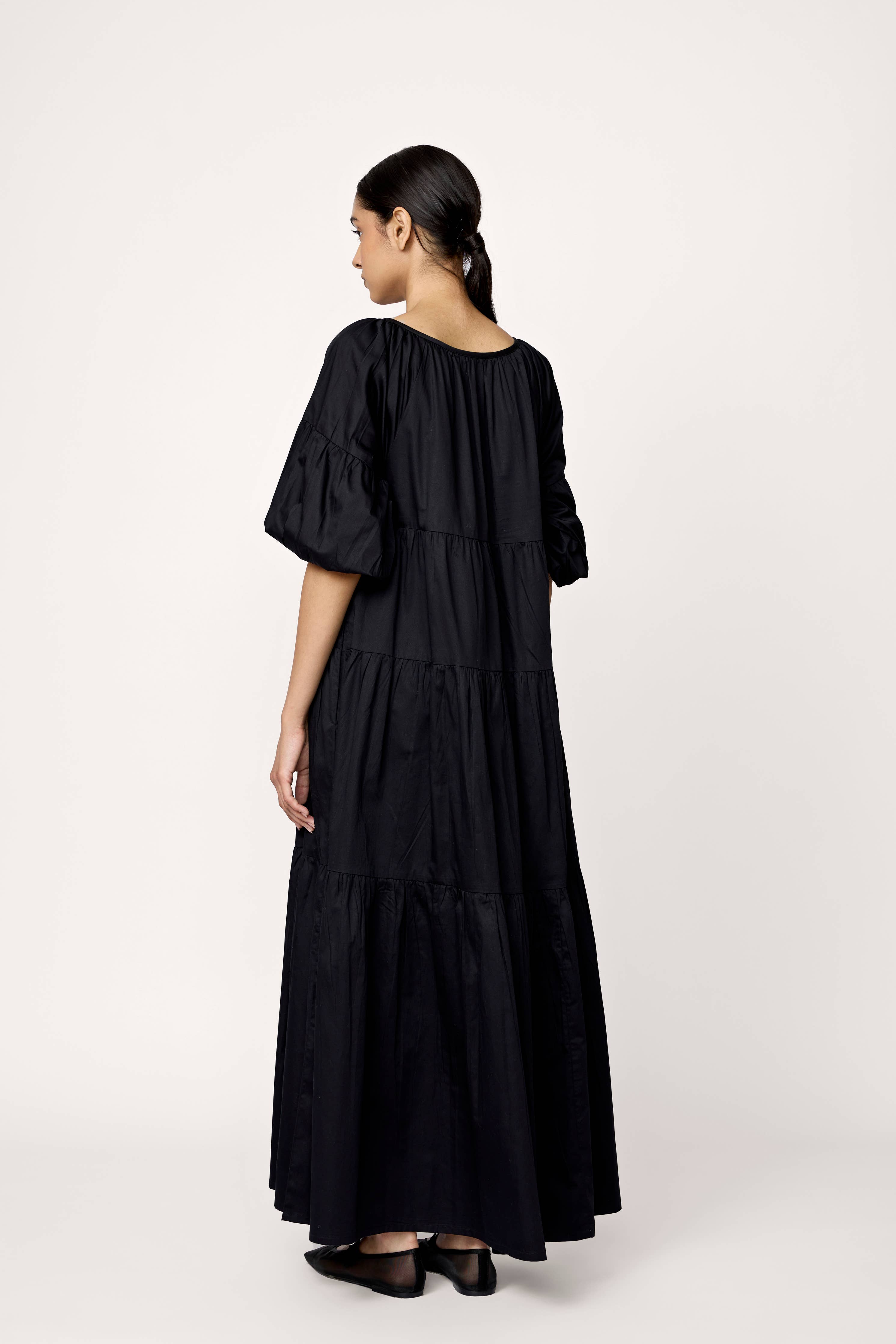 Voluminous Tiered Maxi Dress - Multi