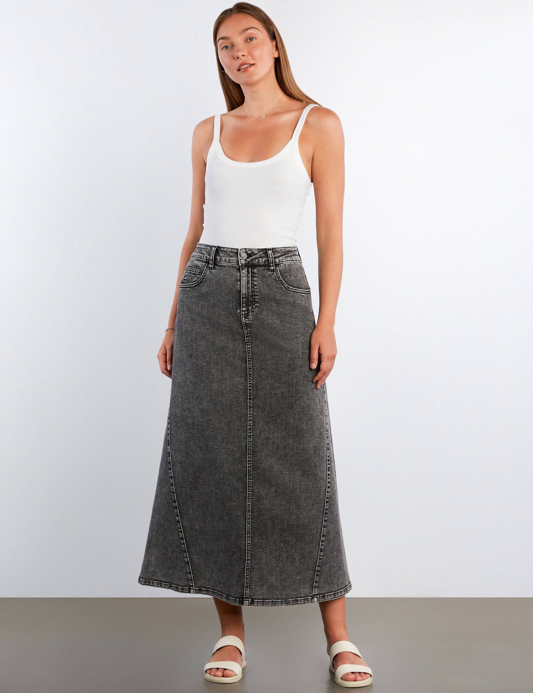 Relaxed Denim Maxi Skirt