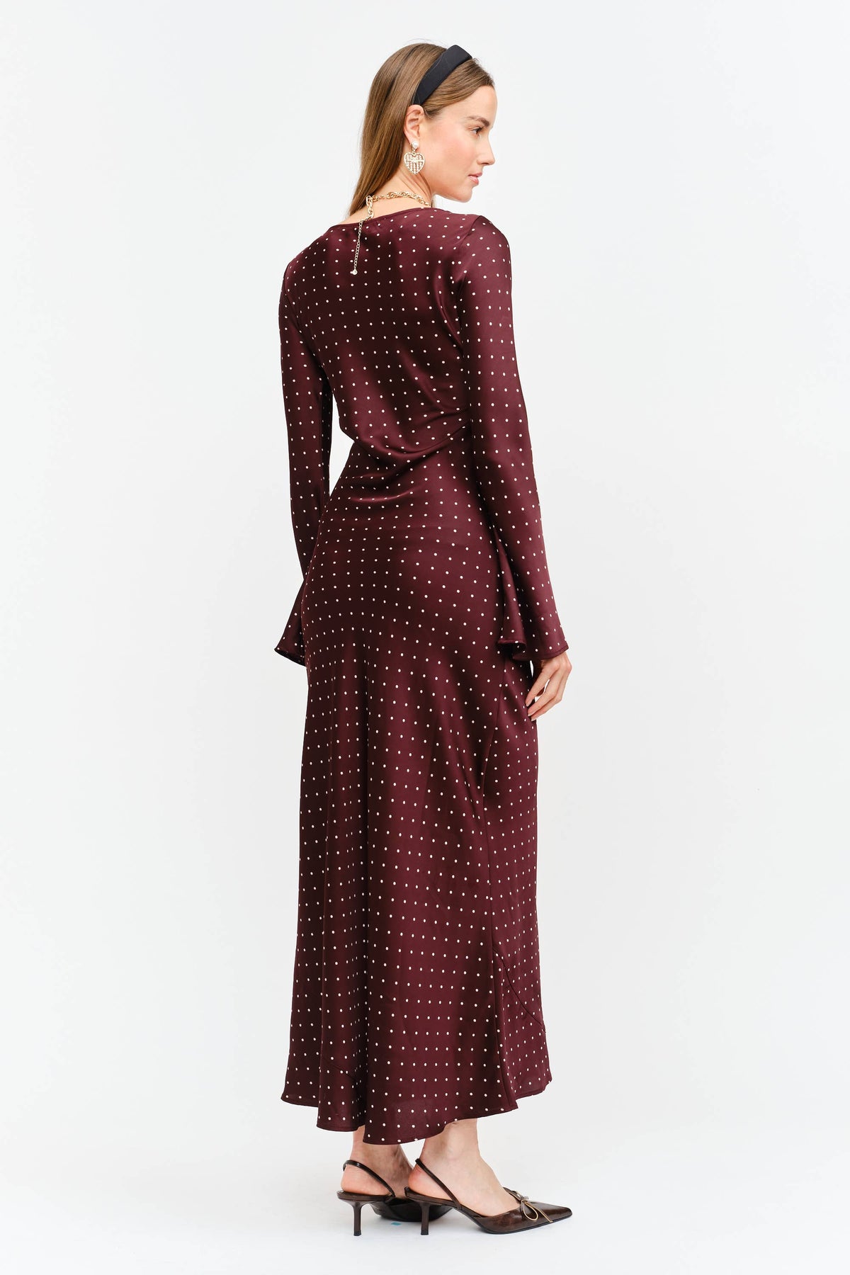 Georgie Burgundy Dot Dress