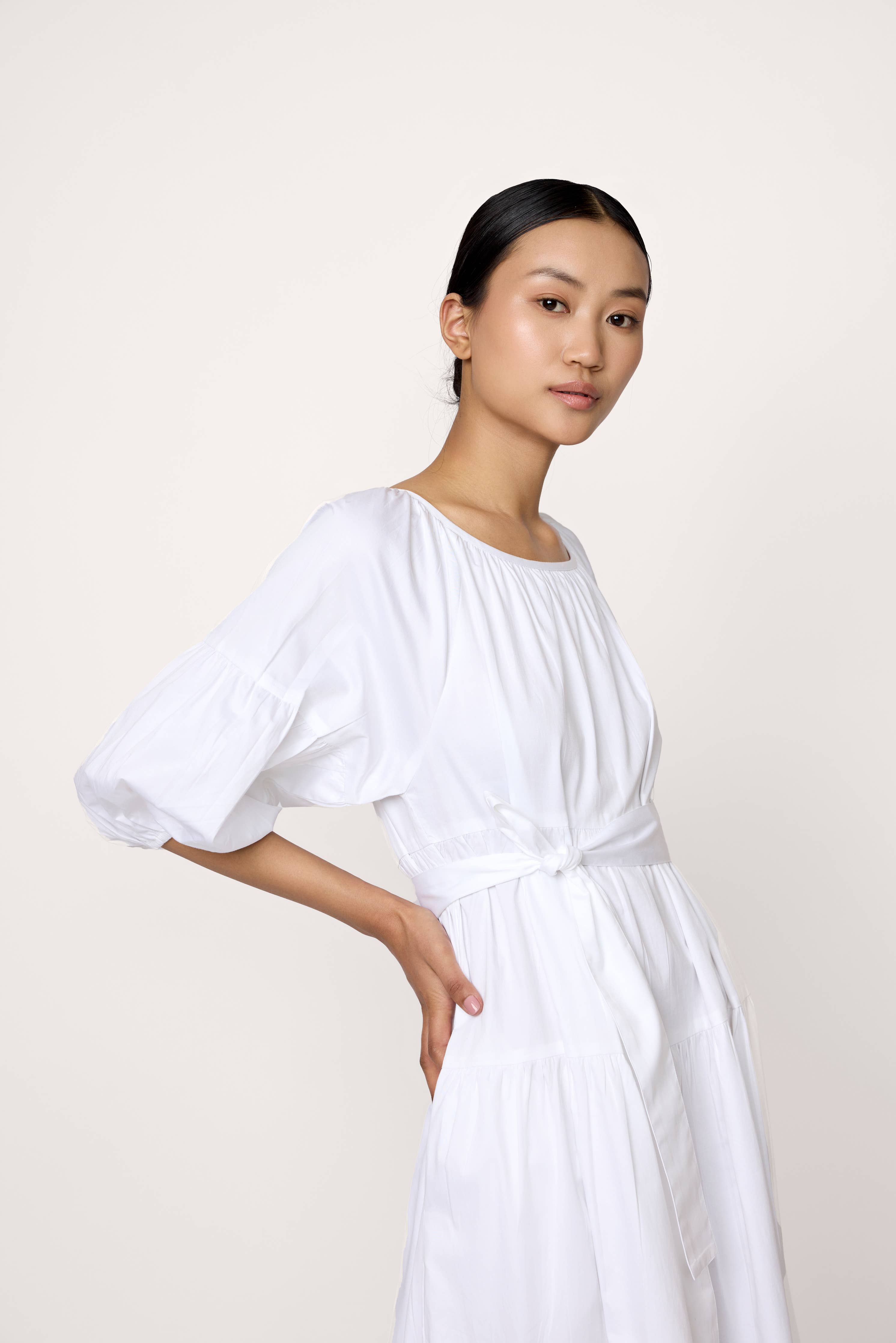 Voluminous Tiered Maxi Dress - White