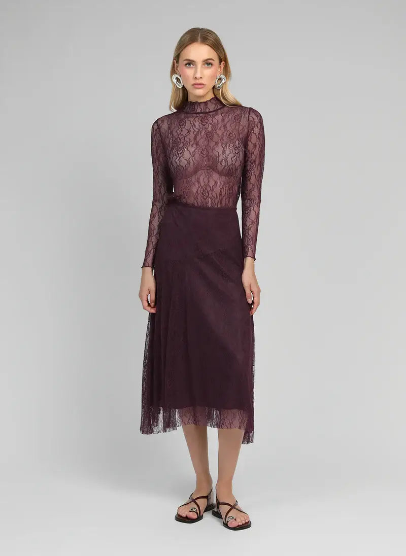 Juney Midi Skirt - Plum