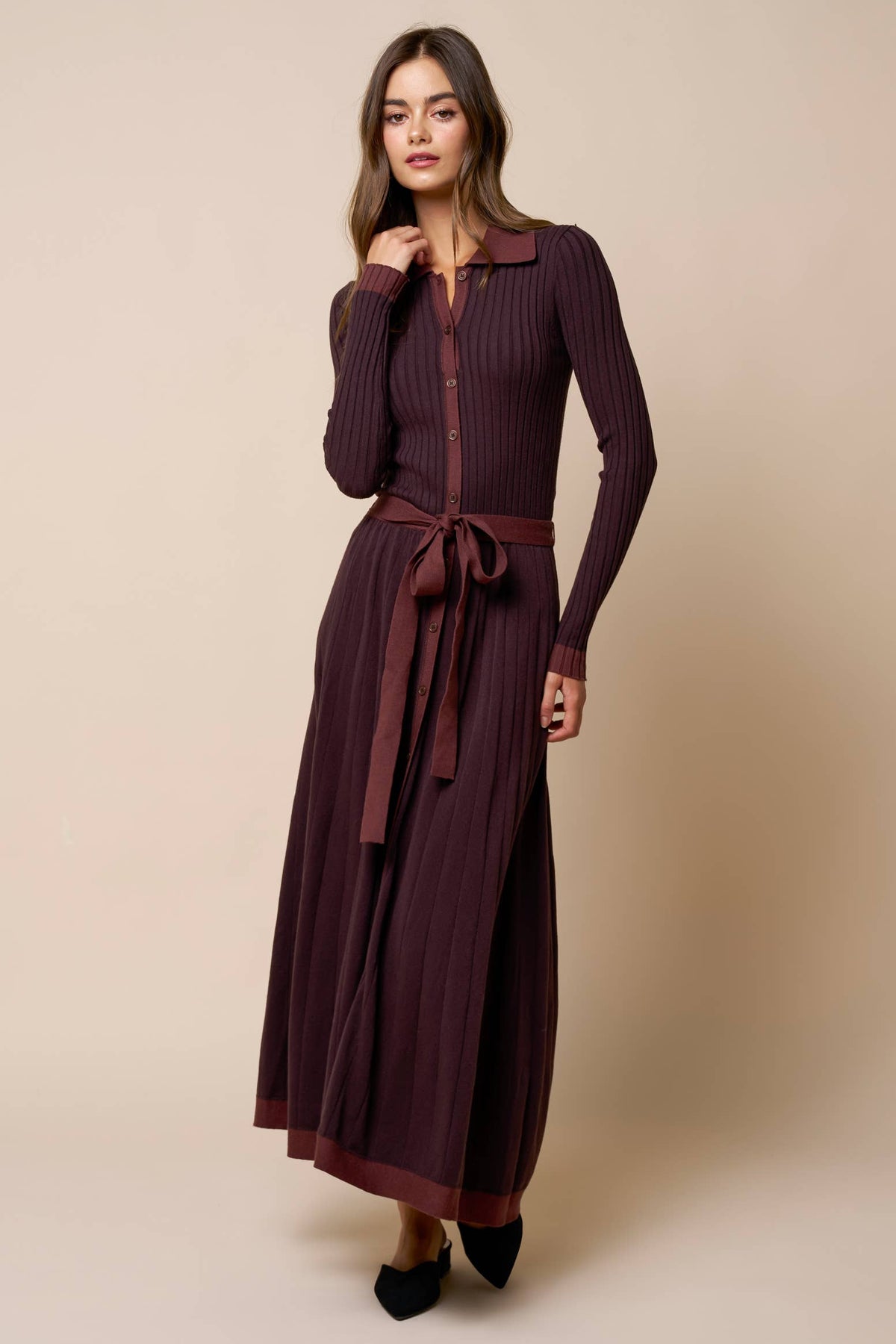 Collete Ribbed Knit Midi Dress
