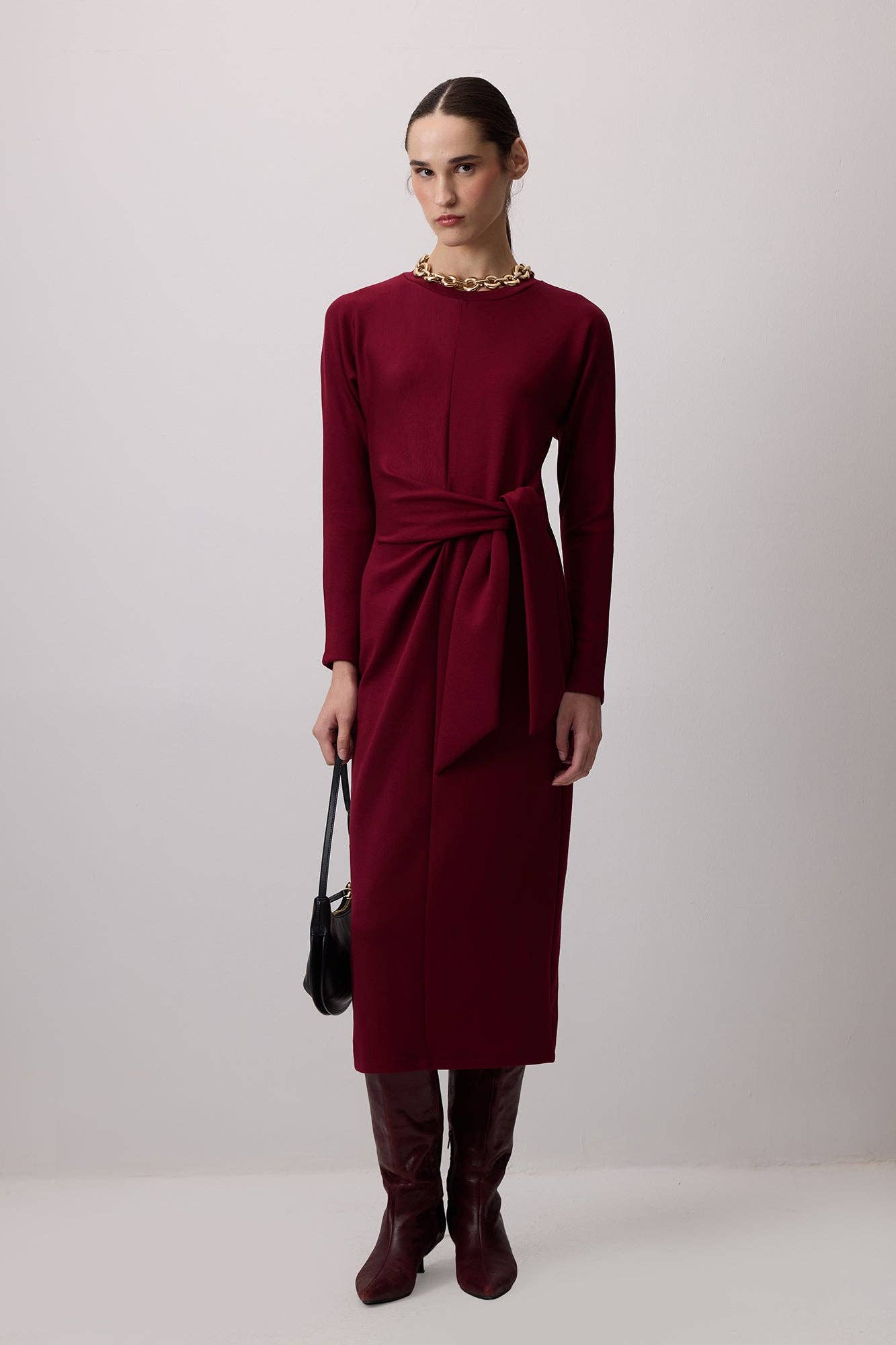 Gracie Tie Dress - Bordeaux