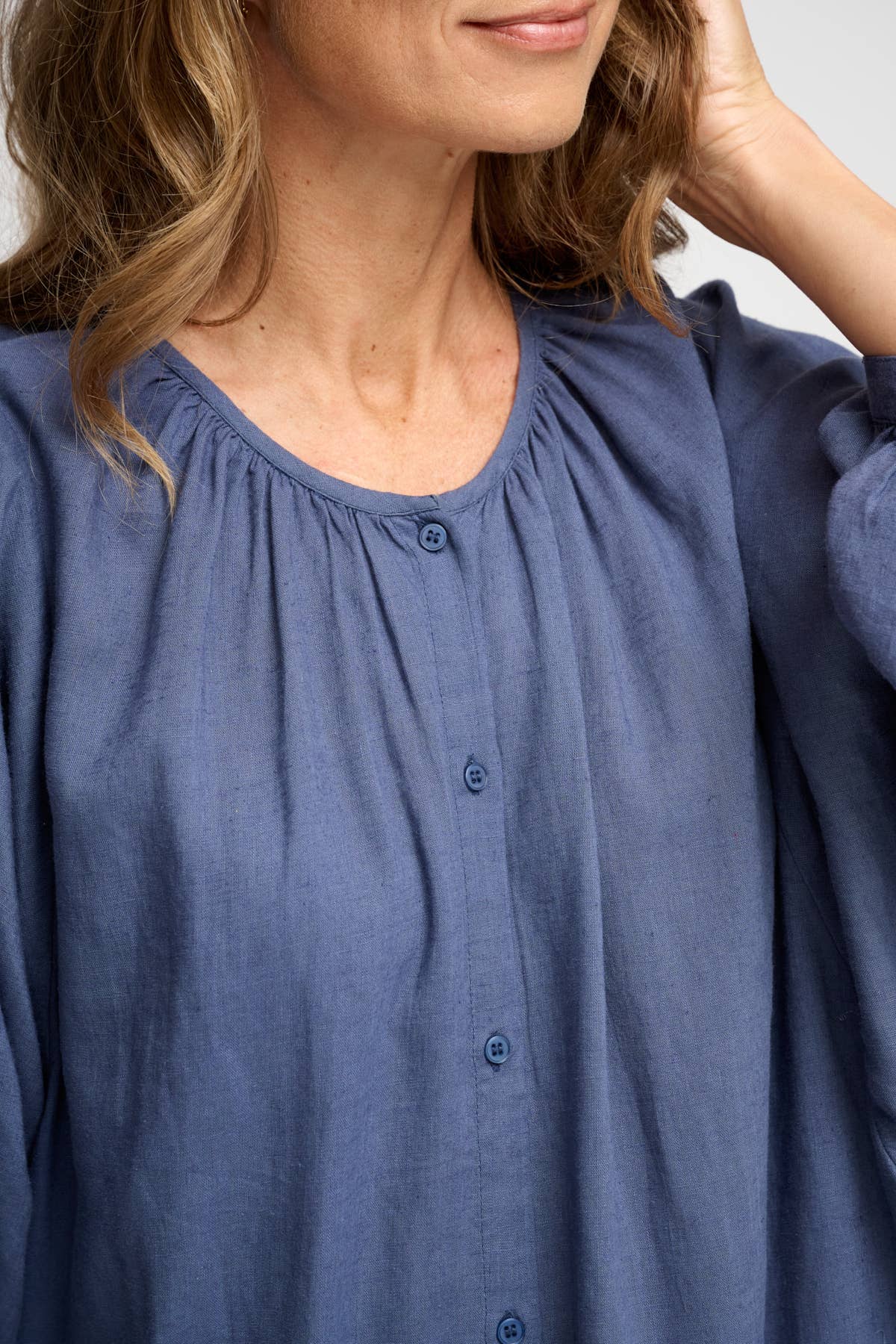 May shirtdress linen -  Sea blue