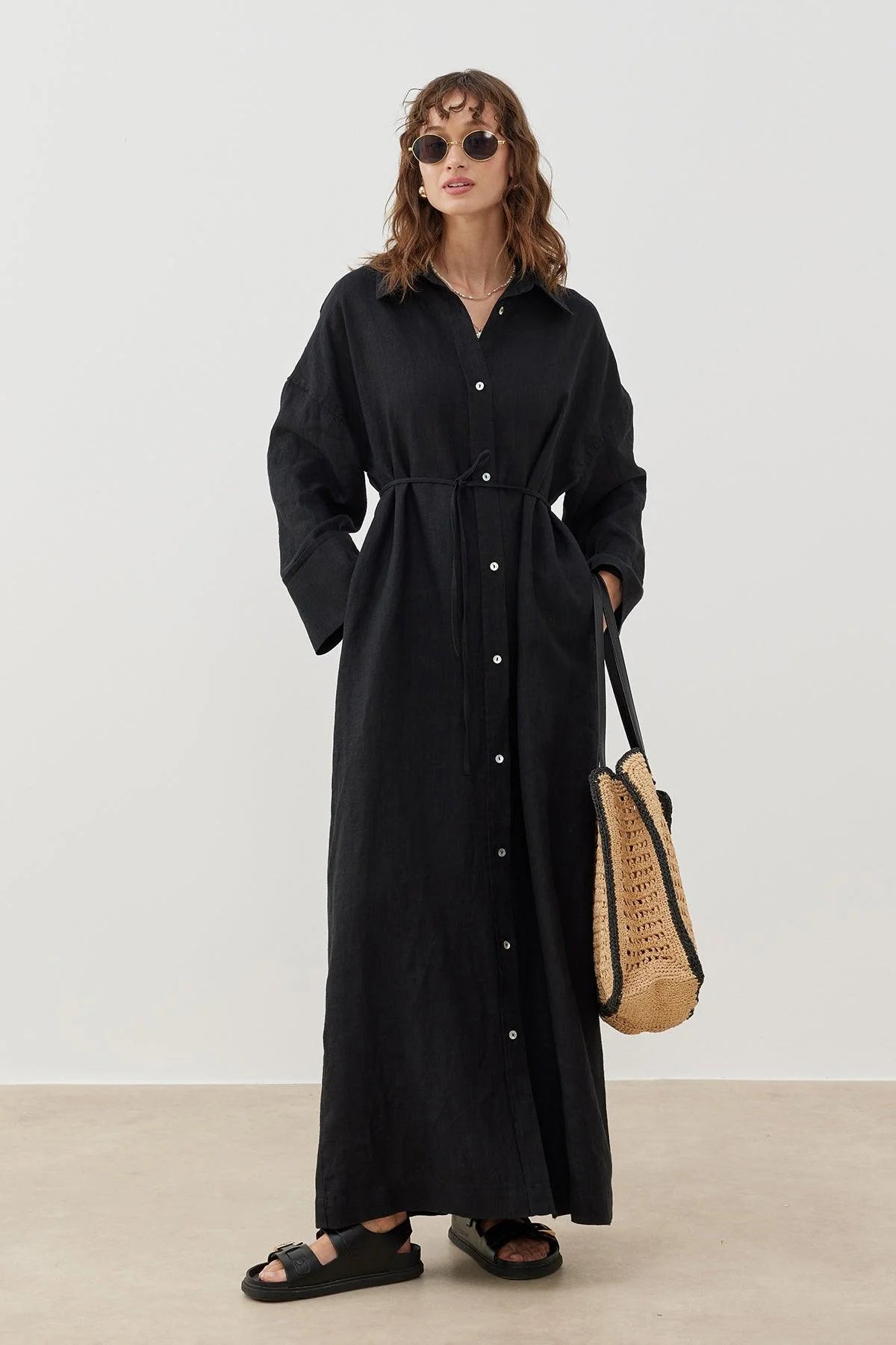 Nara Linen Dress - Black