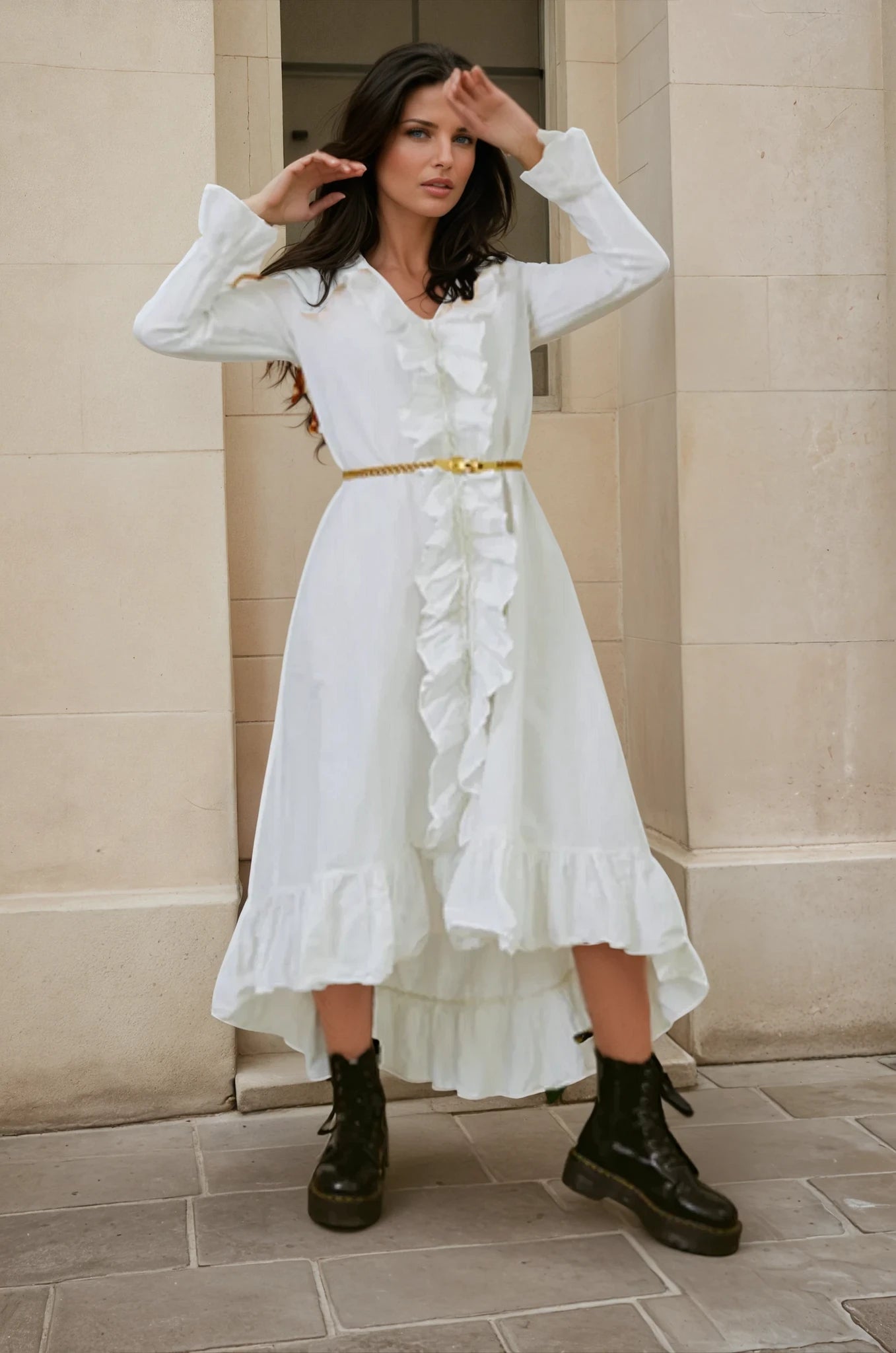 King Ruffle Maxi Dress - White