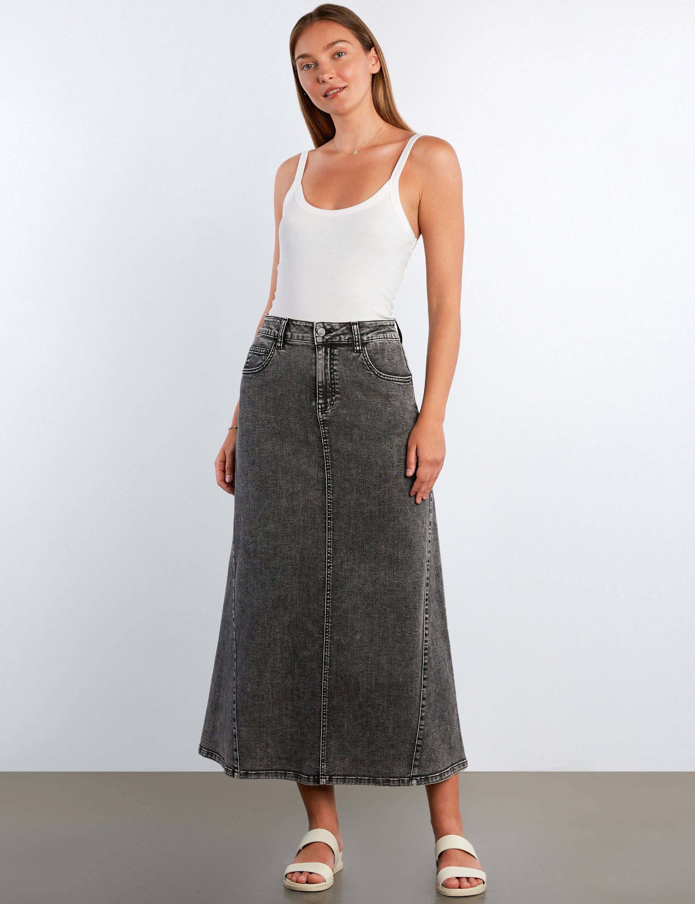 Relaxed Denim Maxi Skirt