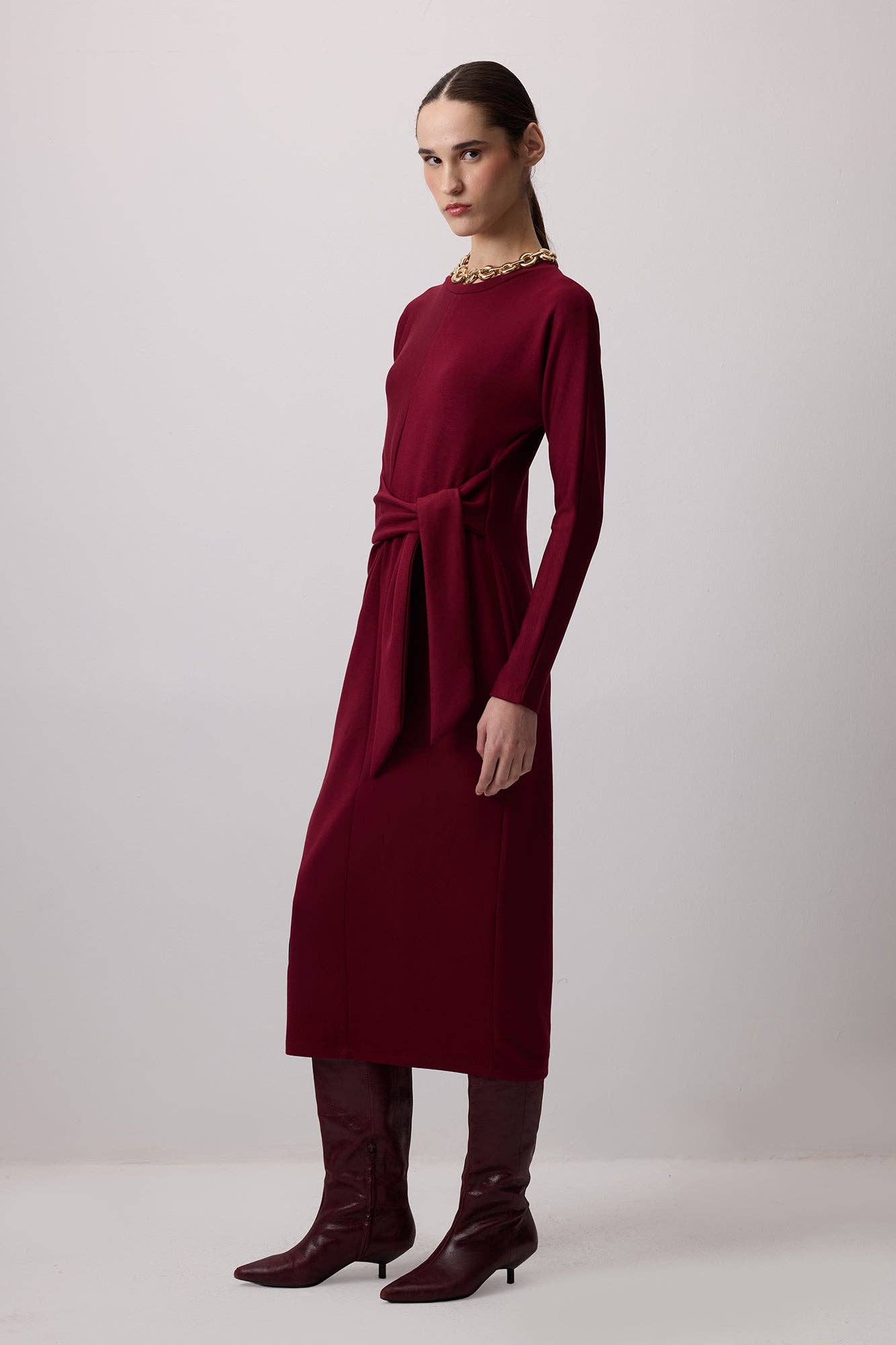 Gracie Tie Dress - Bordeaux