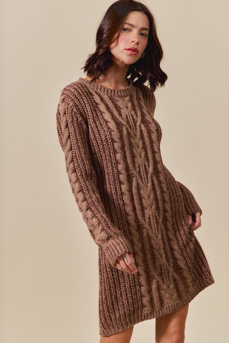 Twill Cableknit Dress