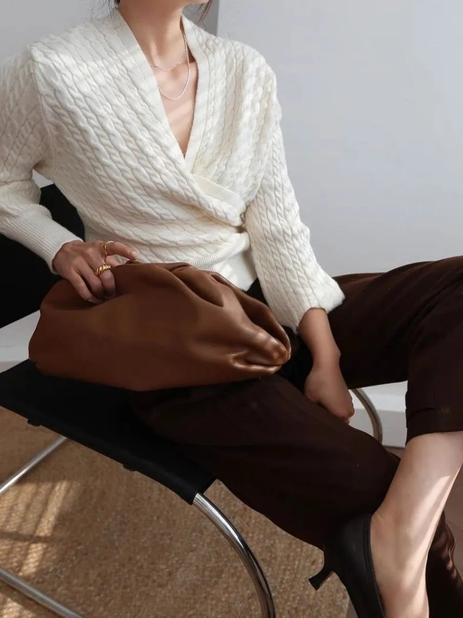 Nelle Cableknit wrap sweater