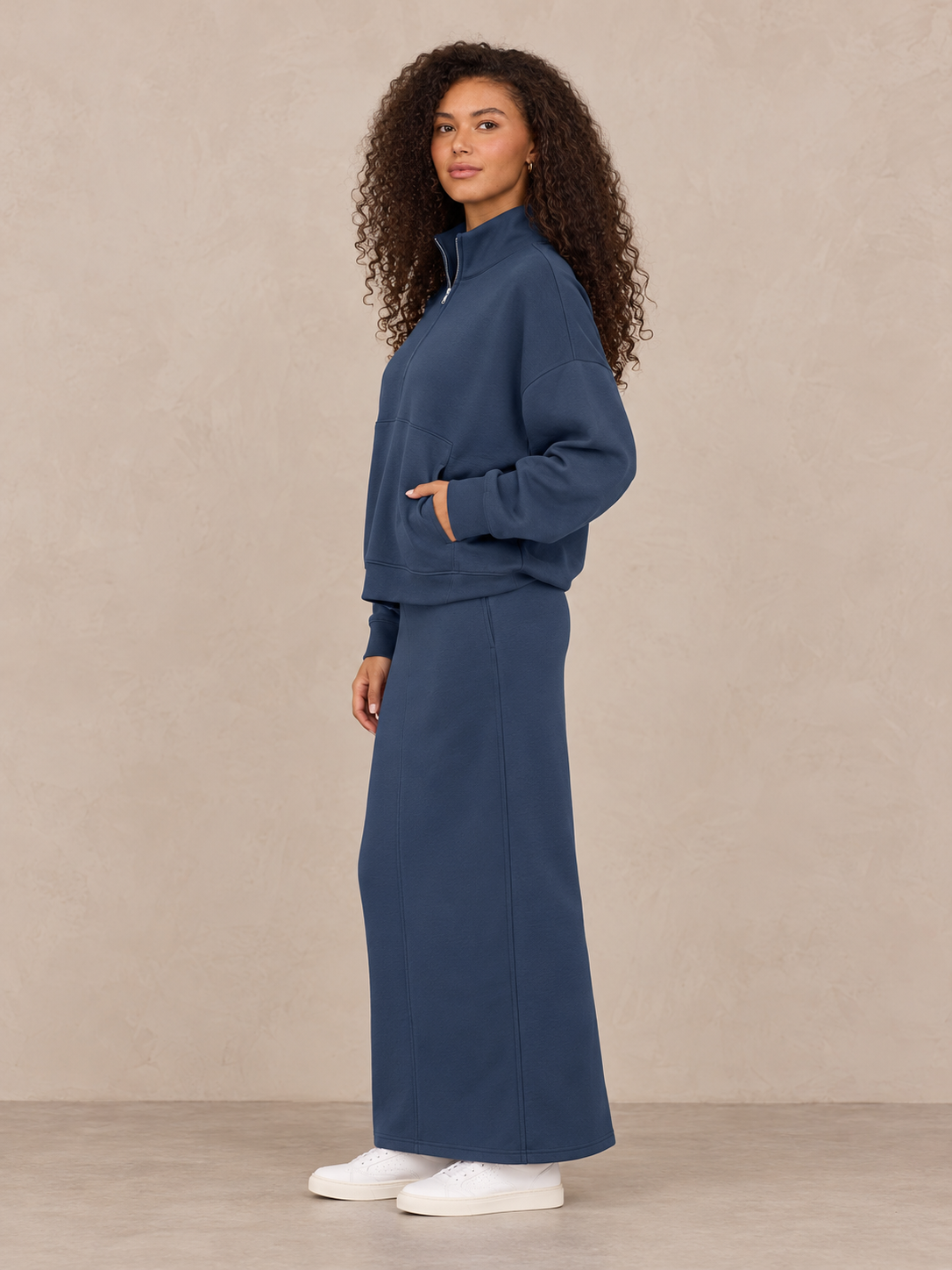 Cloud Quarter Zip Set -  Misty Blue