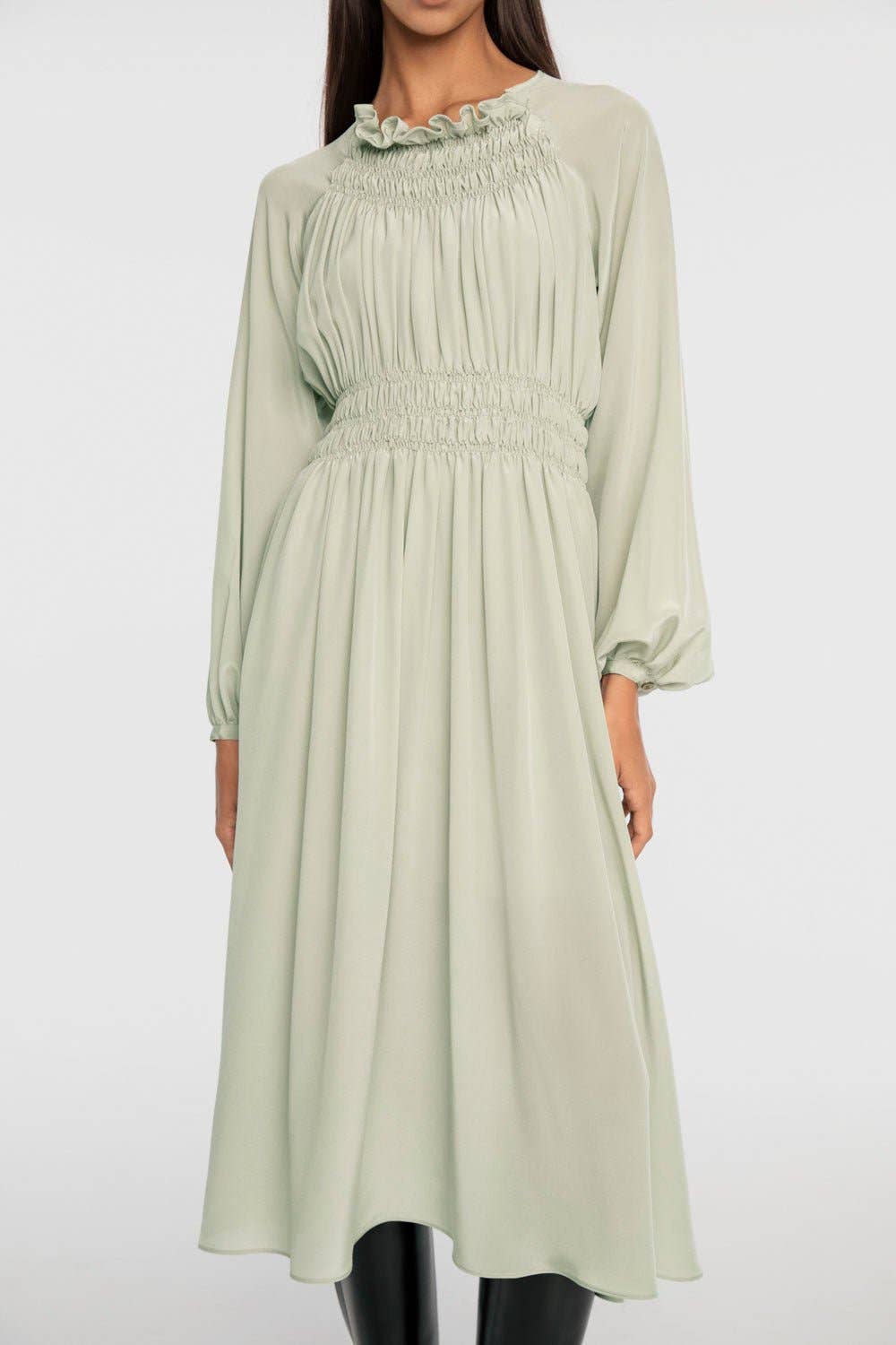 Mia Silk Dress - Sage