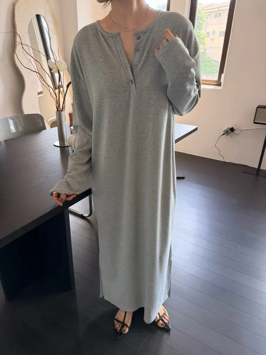Off Duty Henley Dress - Black