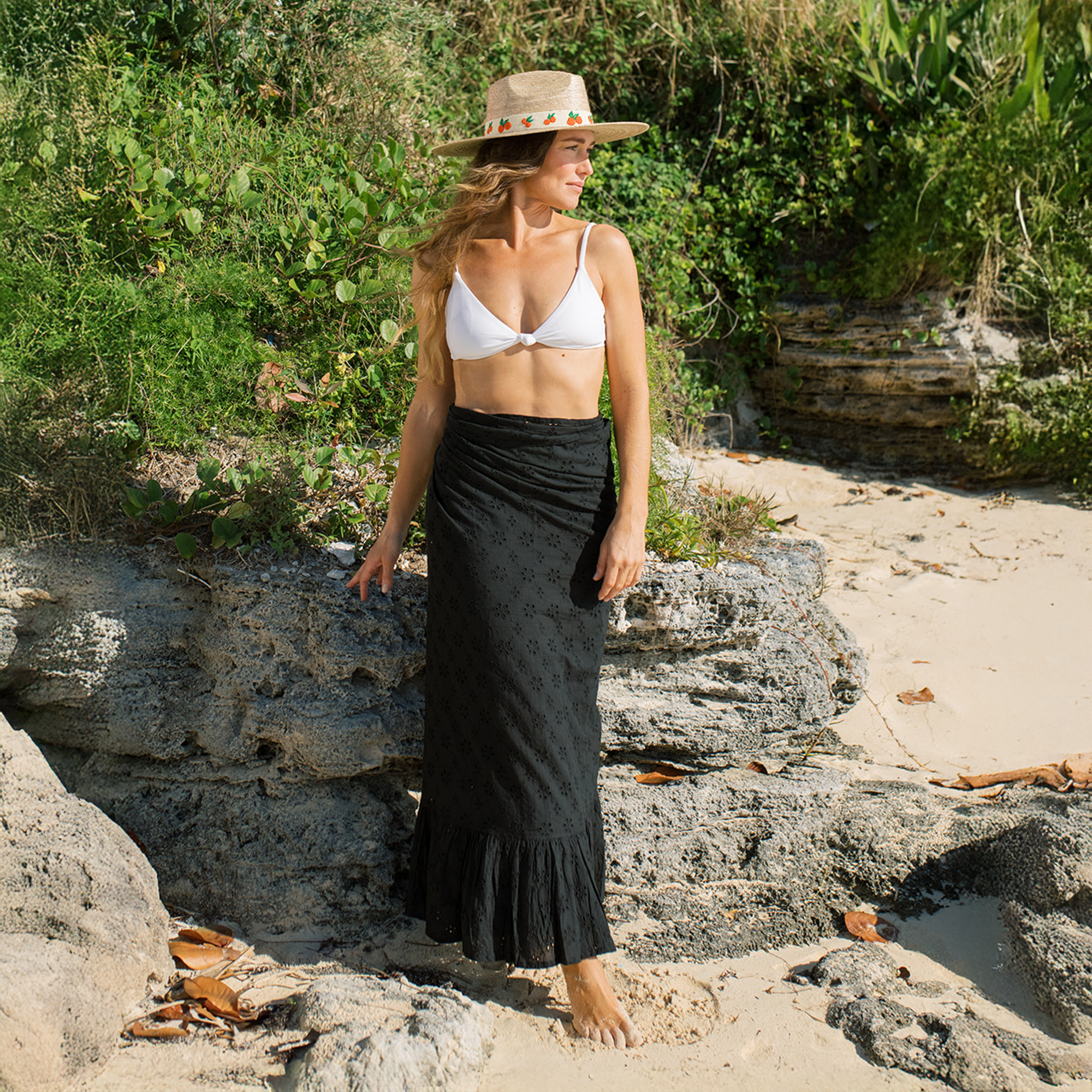 Black Eyelet Vienna Sarong