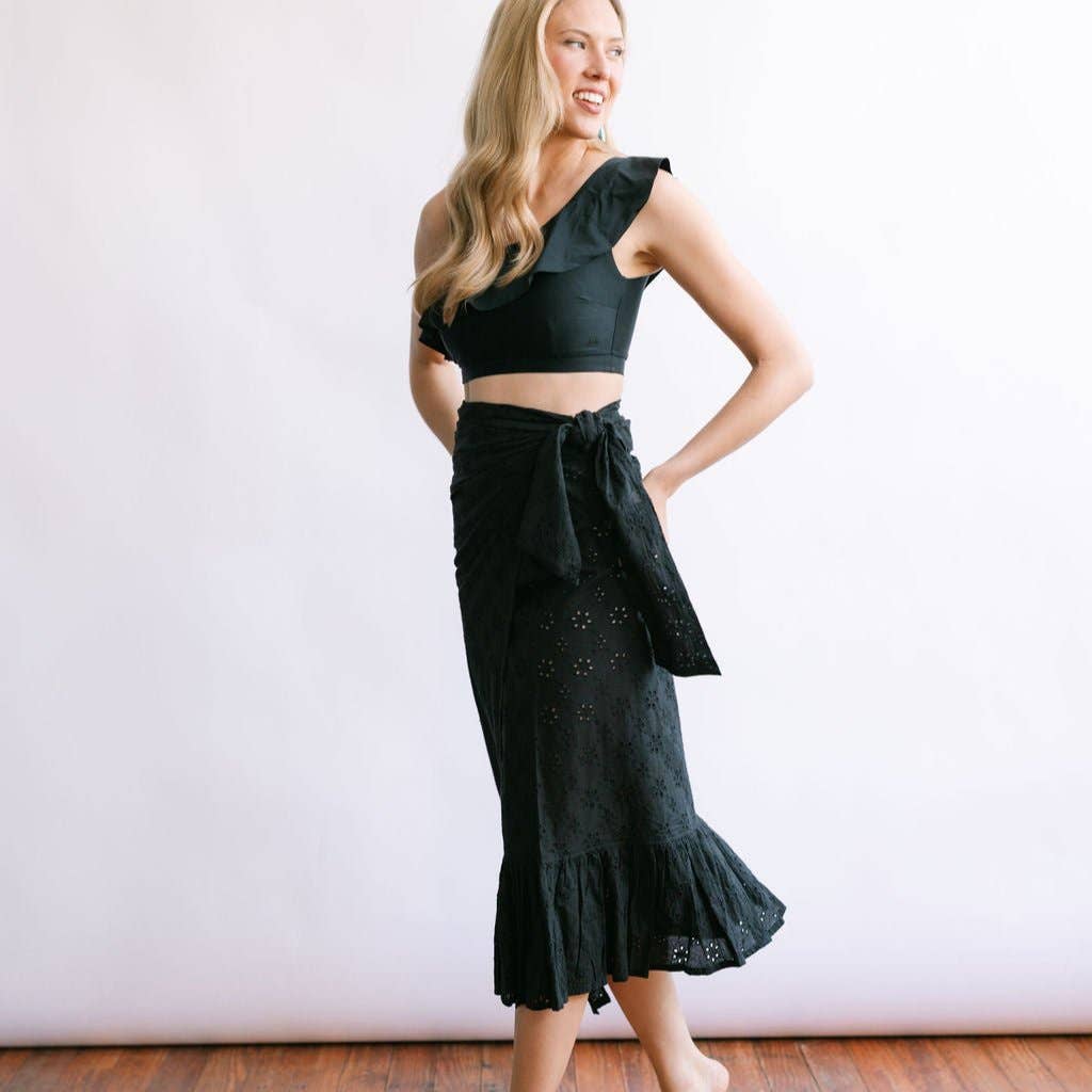 Black Eyelet Vienna Sarong