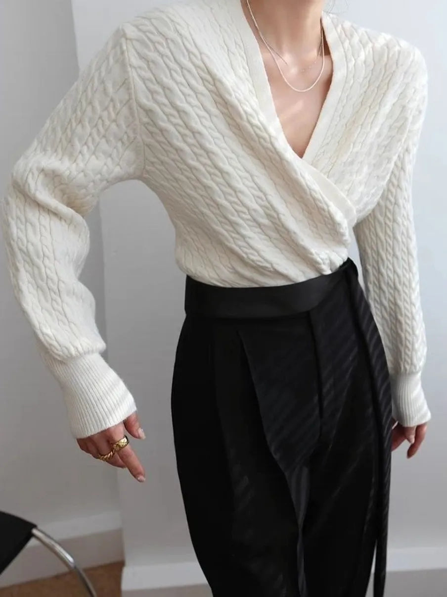 Nelle Cableknit wrap sweater