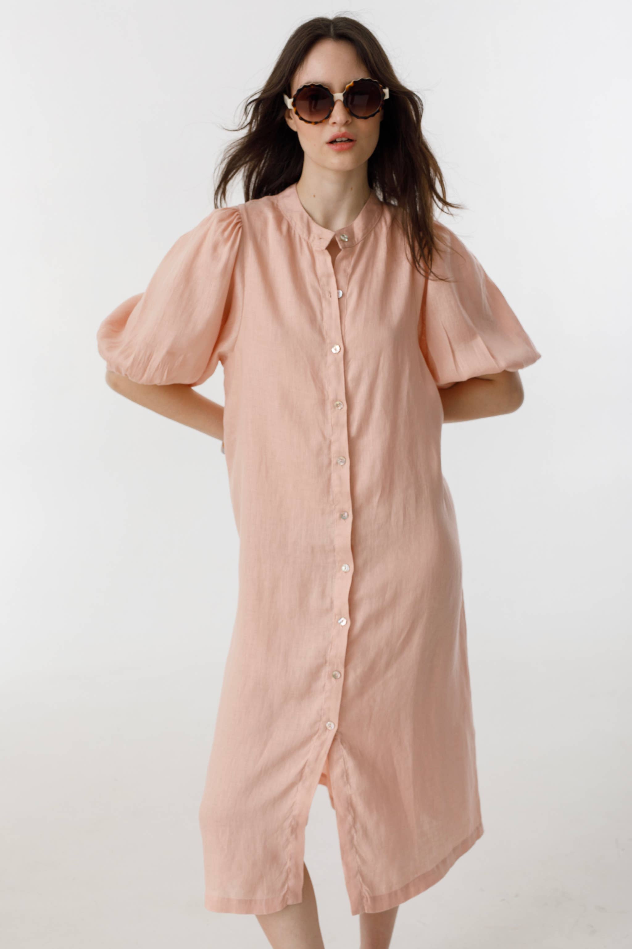 Bubble Linen Dress - multi