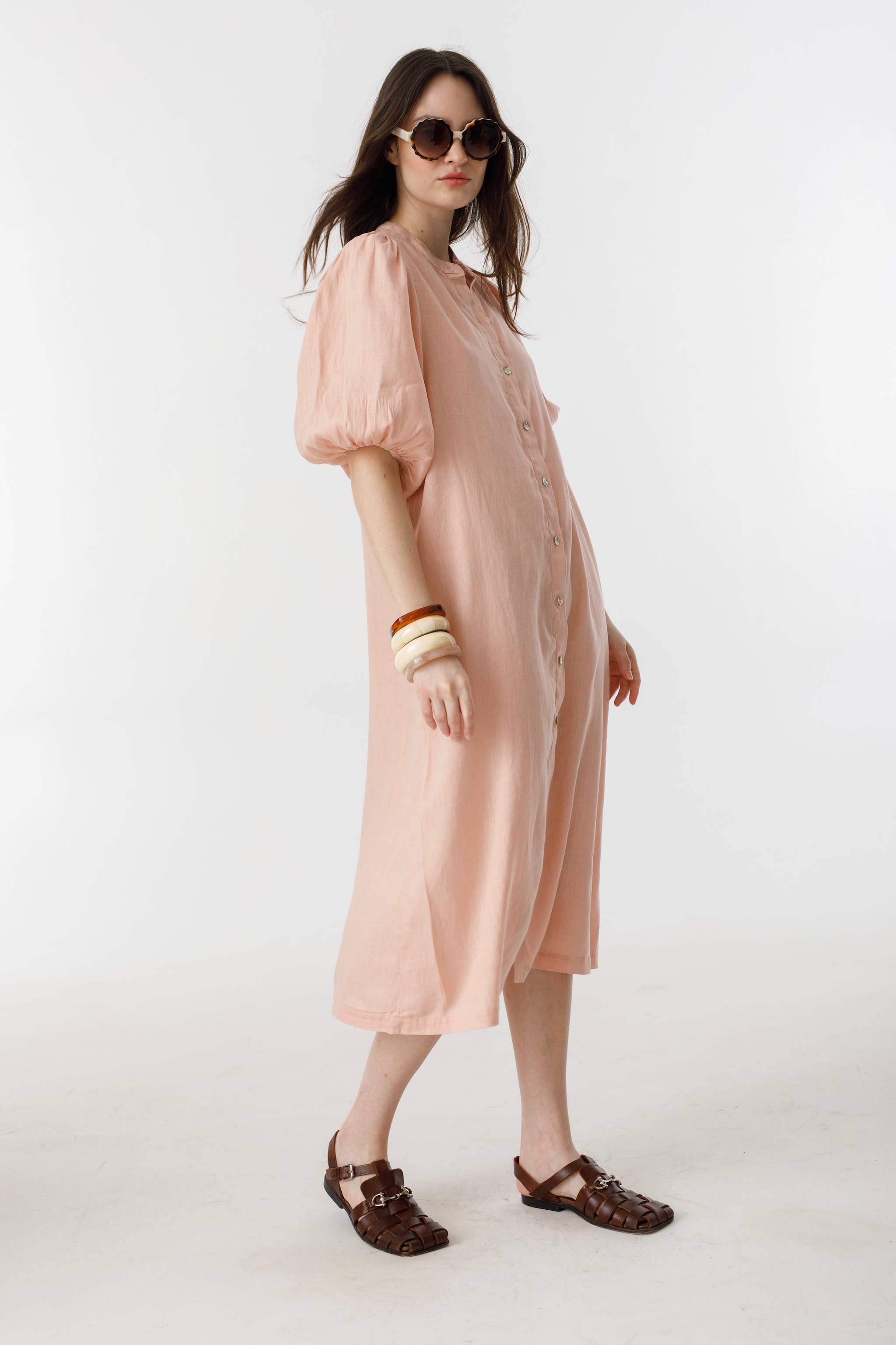 Bubble Linen Dress - multi